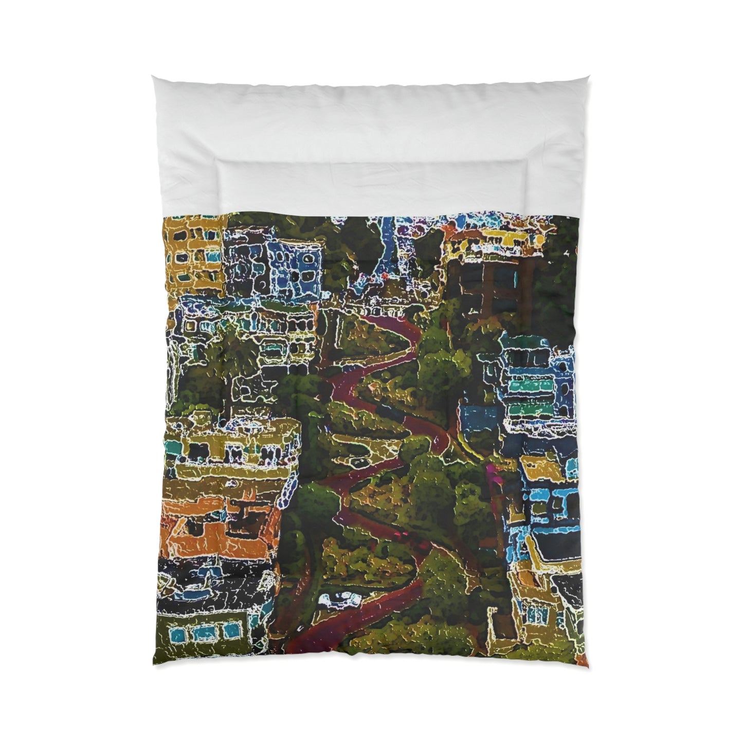 Comforter ... A Crazy Street ... 'Eight Winding Curve-Switchbacks' ... "Lombard Street, San Francisco, CA' ... Family Archives: 1970's ... Original Works ...