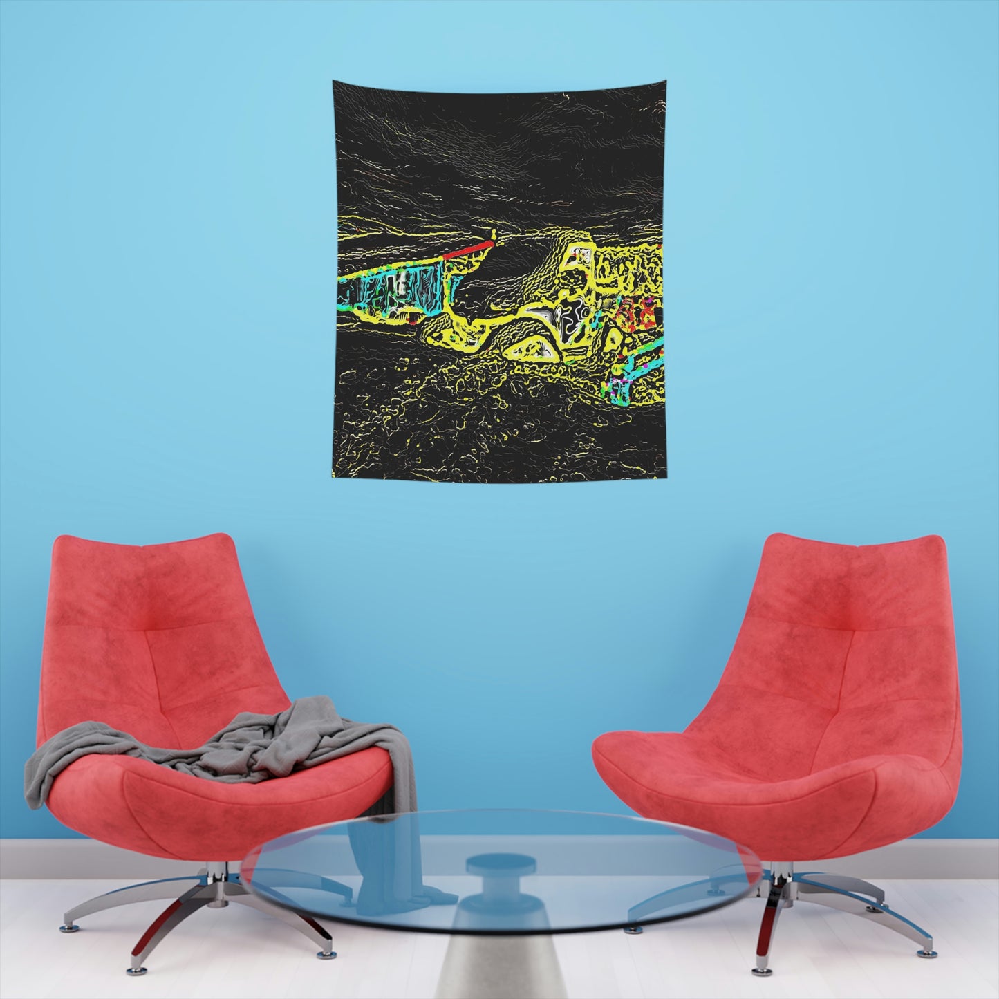 Printed Wall Tapestry ... "Snow Vehicle In Snow Storm At-Rest" ... Circa 12Mar23 ... Central Idaho ... 18-Hours Rendering Time: Original Works ...