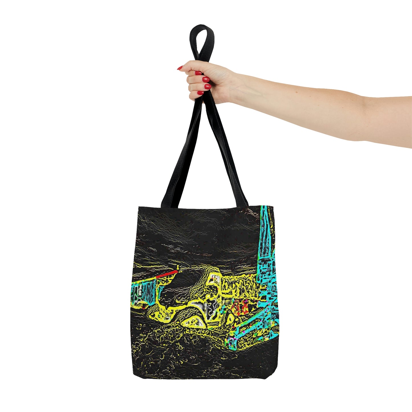 Tote Bag (AOP) ...  "Snow Vehicle In Snow Storm At-Rest" ... Circa 12Mar23 ... Central Idaho ... 18-Hours Rendering Time: Original Works ...