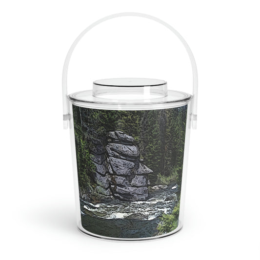 Ice Bucket with Tongs ..."I Am Innocent" ... Tricky-Dick Immortalized ... Nixon Rock: Along The River ... Central Idaho, Summer 2020 ... Original Works ...