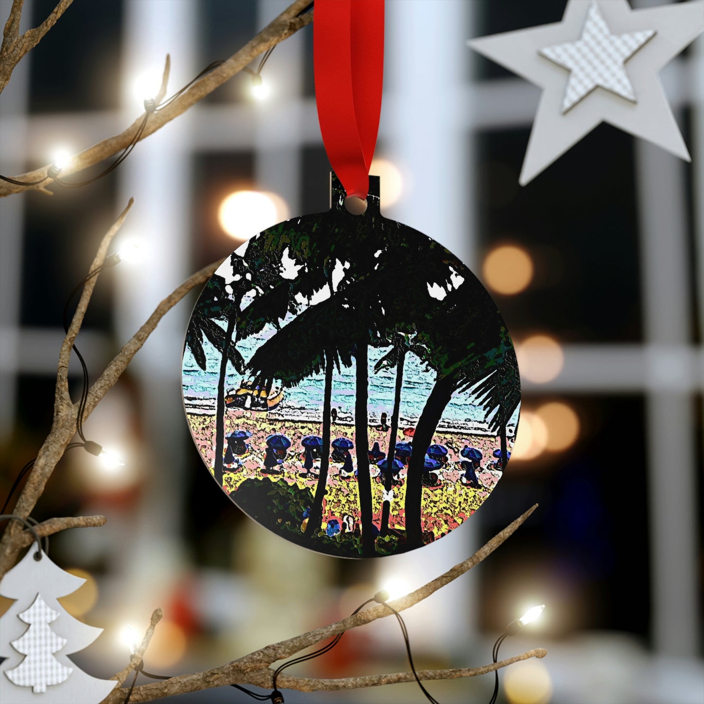 Metallic Ornaments (Round, Berlin) ...  "A Beautiful Beach Amongst The Palms" ... The Outrigger Waikiki, Honolulu, Oahu ... Original Works ...