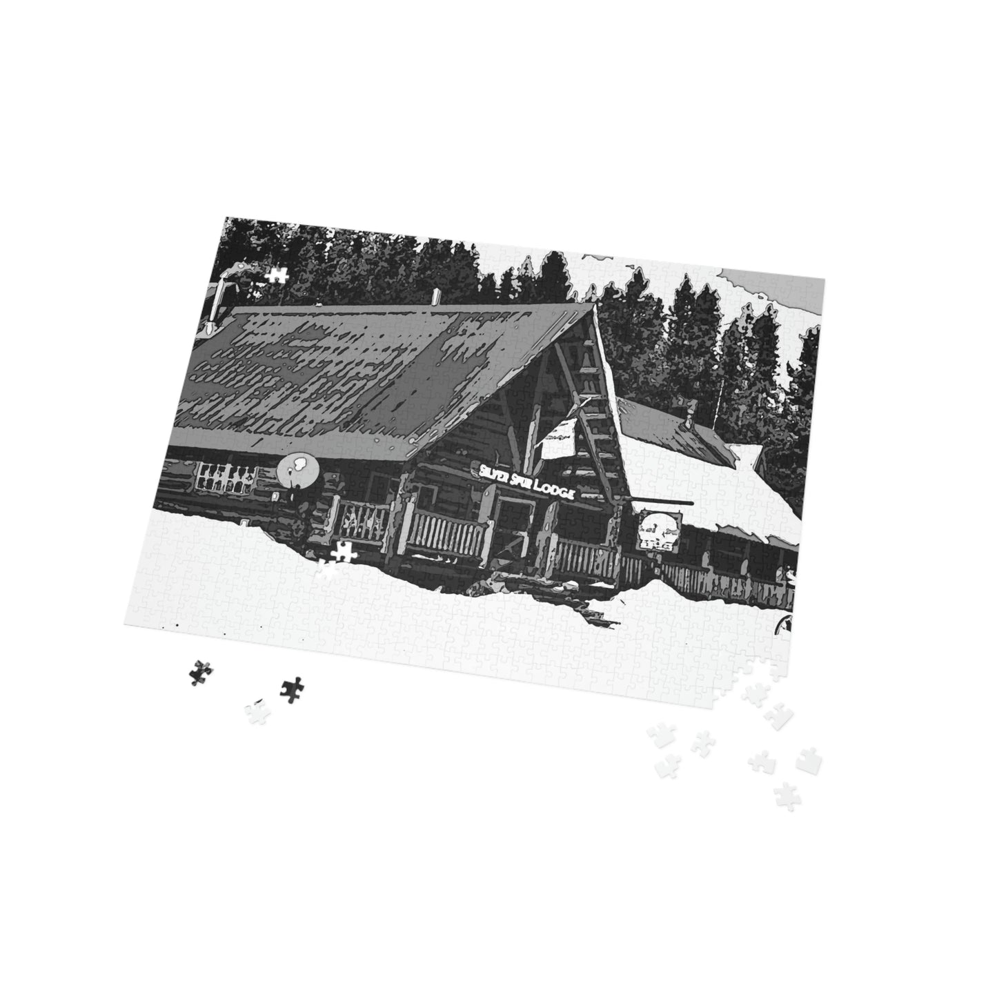 Puzzle (96, 252, 500, 1000-Piece) ... A Beautiful Lodge & Back-Country Outfitter In A Mountain Town ... 'Dixie, Idaho, November 2022' ... Original Works ...
