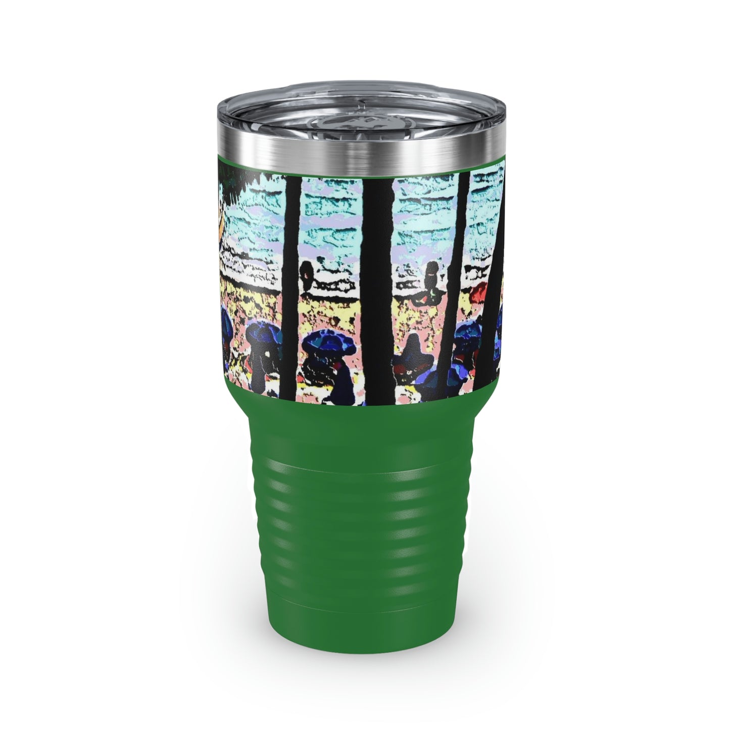 Ringneck Tumbler, 30oz ... "A Beautiful Beach Amongst The Palms" ... The Outrigger Waikiki, Honolulu, Oahu ... Original Works ...
