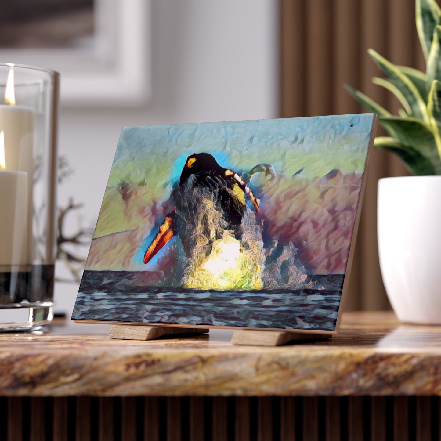 Ceramic Photo Tile ... An Extraordinary Humpback Breach ... 'With Explosive Energy' ... Family Archives (KPH) ... Circa: 21st Century. Maui, HI ... Original Works ...