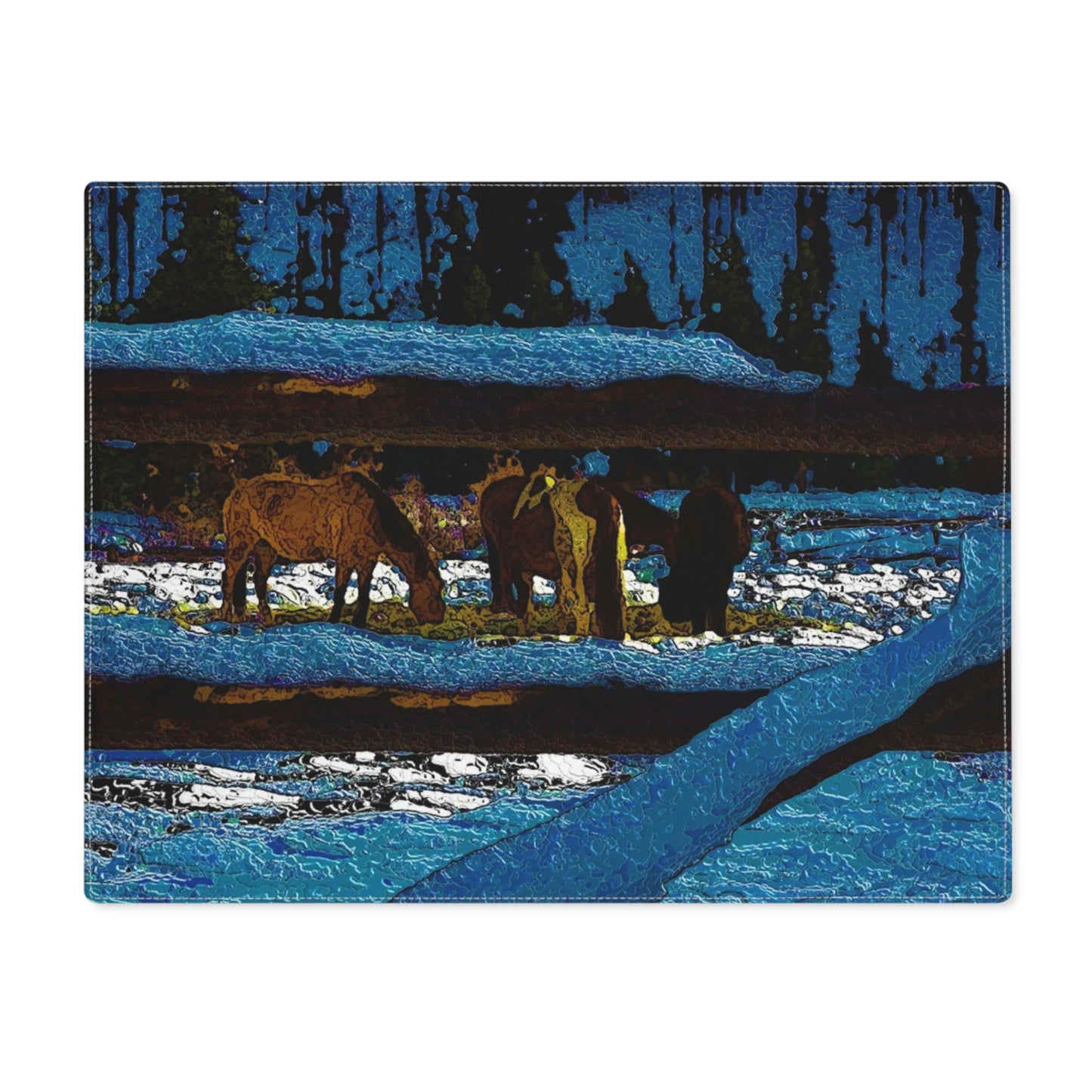 Placemat, 1pc ...  A Horse ... A Saddle ...  Foraging Through The Snow ...  An_Asses 'Cry' ... Central Idaho, November 2022 ...  Original Works ..
