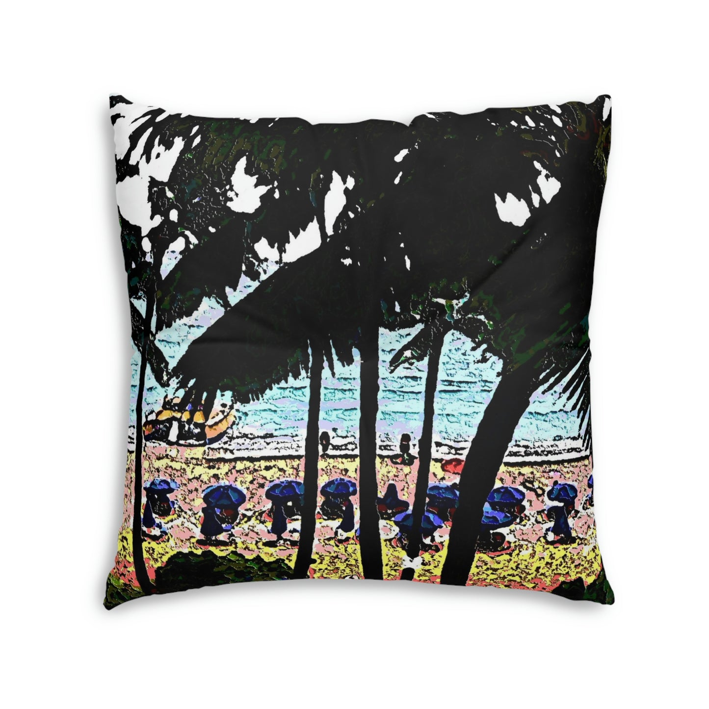 Tufted Floor Pillow, Square ... "A Beautiful Beach Amongst The Palms" ... The Outrigger Waikiki, Honolulu, Oahu ... Original Works ...