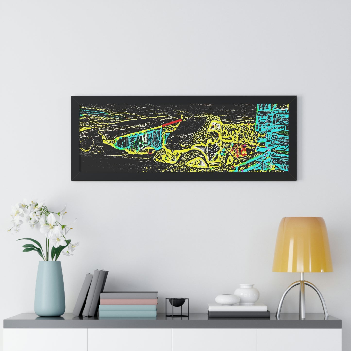 Framed Horizontal Poster ... "Snow Vehicle In Snow Storm At-Rest" ... Circa 12Mar23 ... Central Idaho ... 18-Hours Rendering Time: Original Works ...
