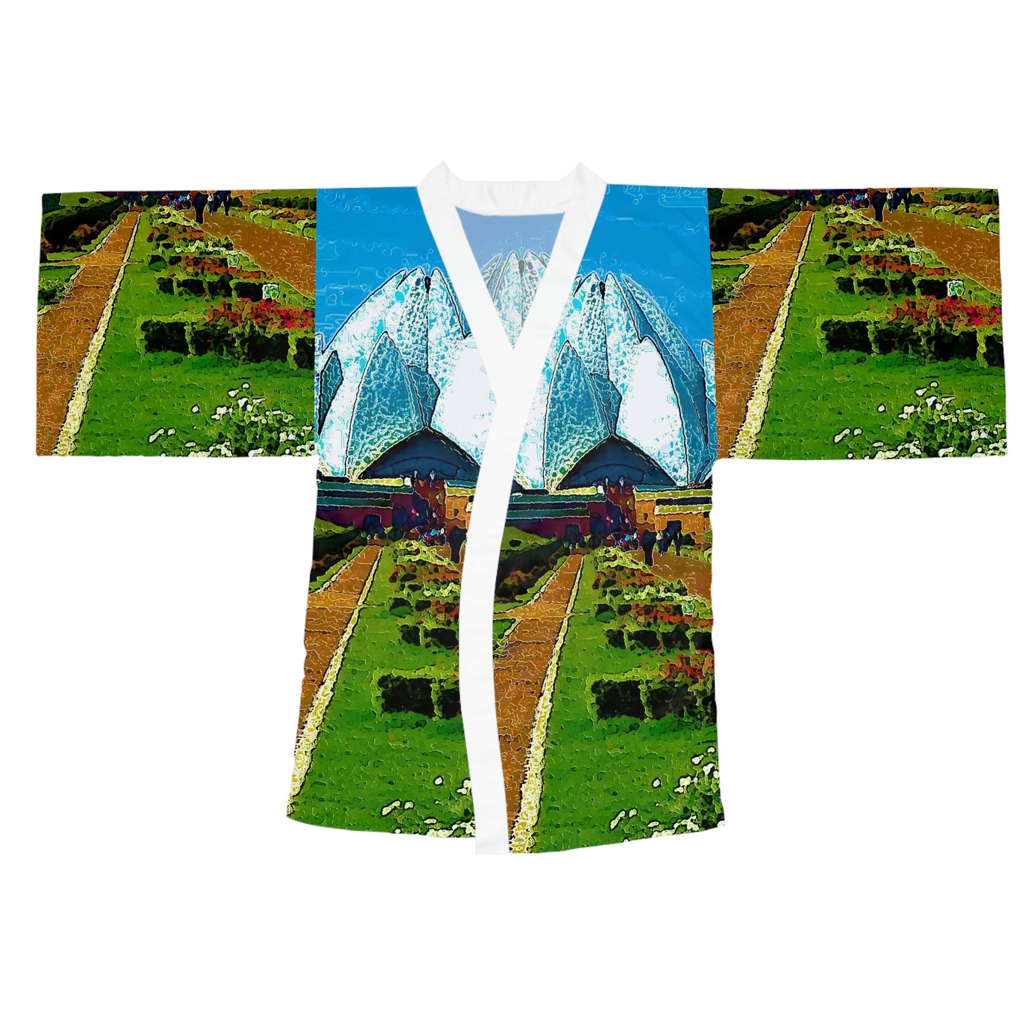 Long Sleeve Kimono Robe ... 'Bahai'i House-Of-Worship' ... "Lotus Temple: Delhi, India, 2008" ... Original Works ...