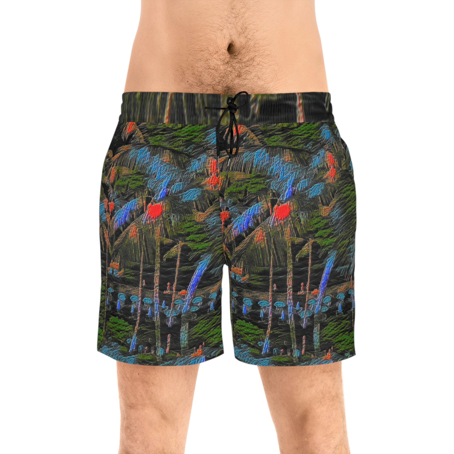 Men's Mid-Length Swim Shorts (AOP) ... "The Royal Hawai'ian: Waikiki Beach_Beach" ... Honolulu, HI ... October 2014 (Halloween) ... Original Works ...