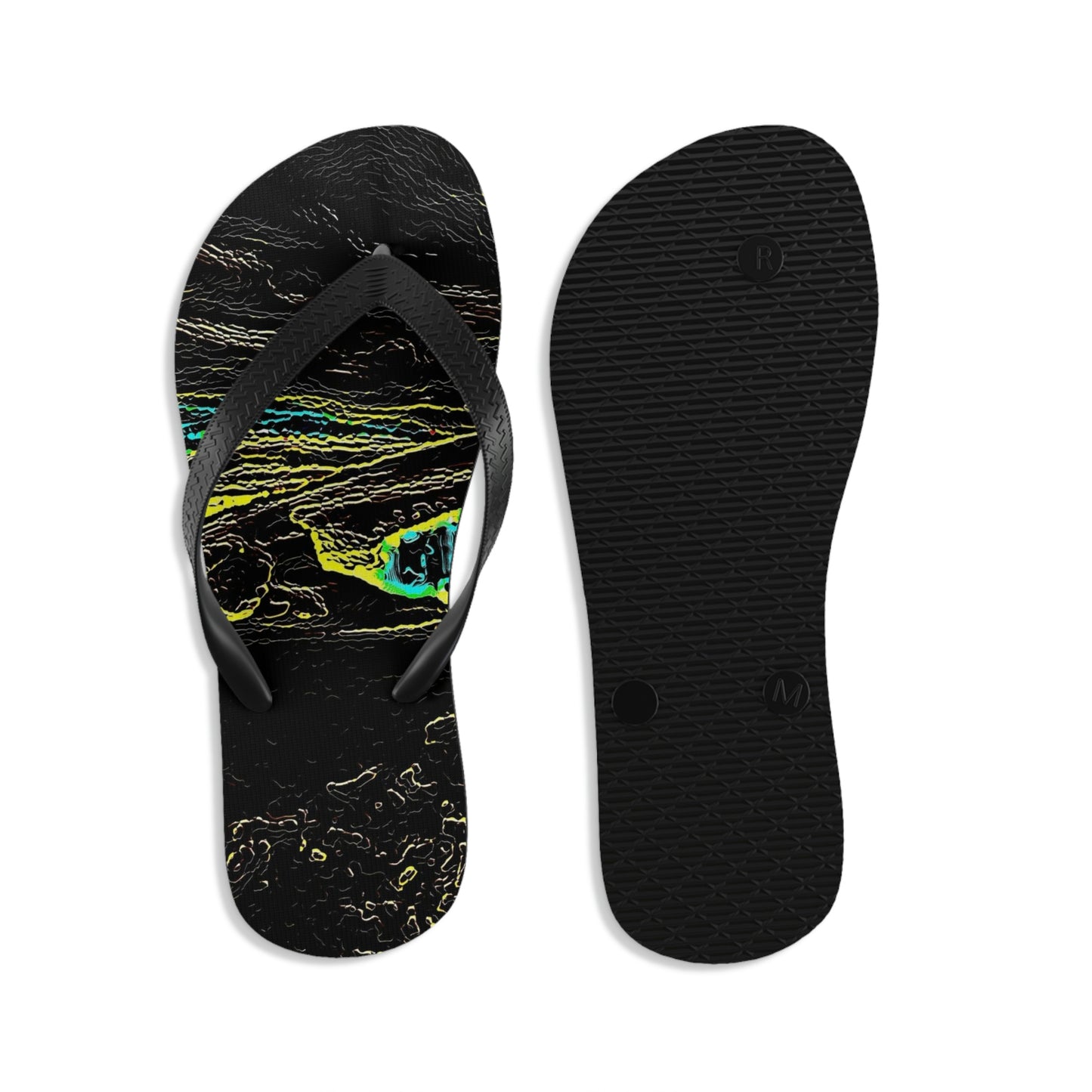 Unisex Flip-Flops ... "Snow Vehicle In Snow Storm At-Rest" ... Circa 12Mar23 ... Central Idaho ... 18-Hours Rendering Time: Original Works ...