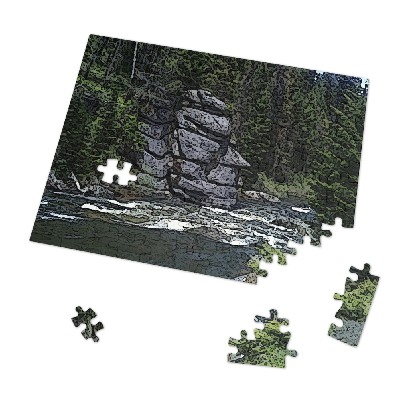Jigsaw Puzzle (30, 110, 252, 500,1000-Piece) ..."I Am Innocent" ... Tricky-Dick Immortalized ... Nixon Rock: Along The River ... Central Idaho, Summer 2020 ... Original Works ...