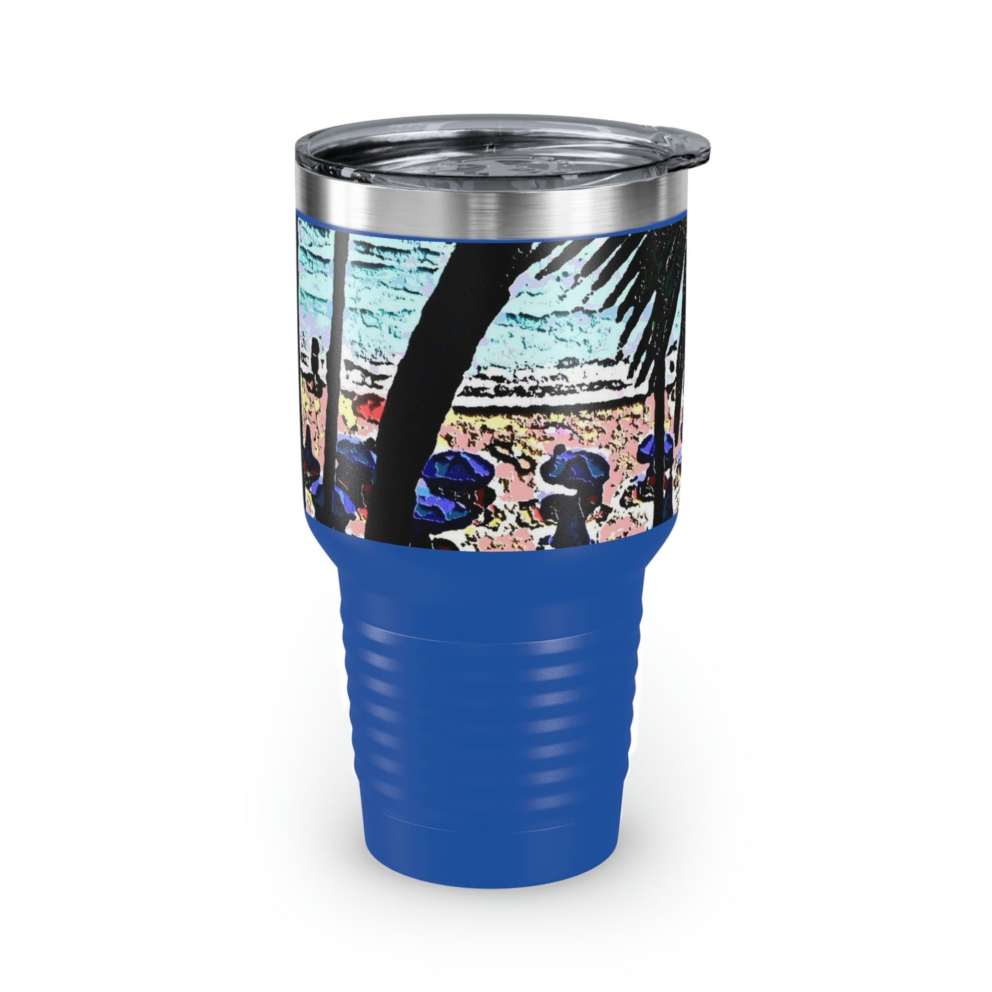 Ringneck Tumbler, 30oz ... "A Beautiful Beach Amongst The Palms" ... The Outrigger Waikiki, Honolulu, Oahu ... Original Works ...