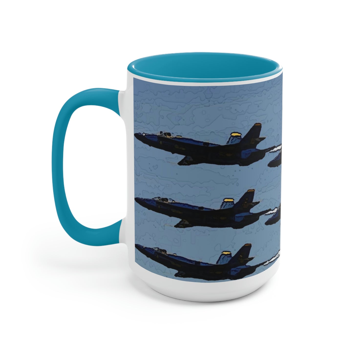 Two-Tone Coffee Mugs, 15oz ... Seattle Seafair ..."Blue Angels Run Over Lake Washington" ... Circa Mid 1980's ... Dr FJ Holt ... Original Works ...