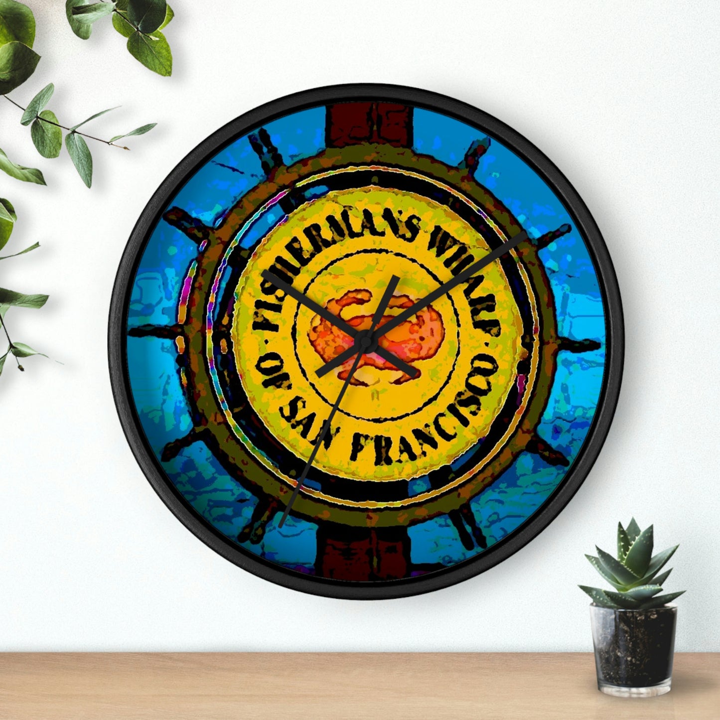 Wall clock ... "No.9 Fishermen's Grotto - Fishermen's Wharf, SF, California" ... Family Archives: 1970's ... Original Works ...
