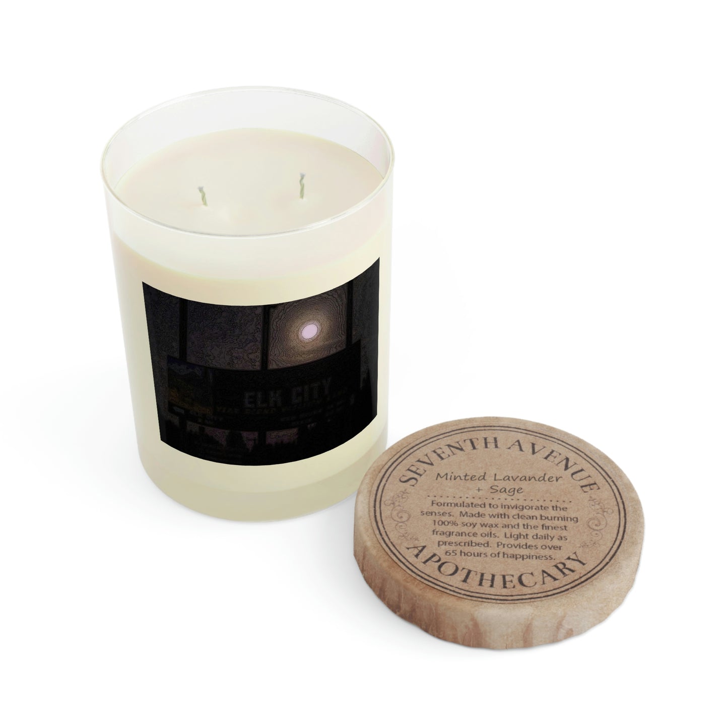 Scented Candle - Full Glass, 11oz ... Car Approaches From The Stern ... Moon Ascendary From The Bow ... "Two Friendly Travellers On A Cold Night Near Elk City" ... C