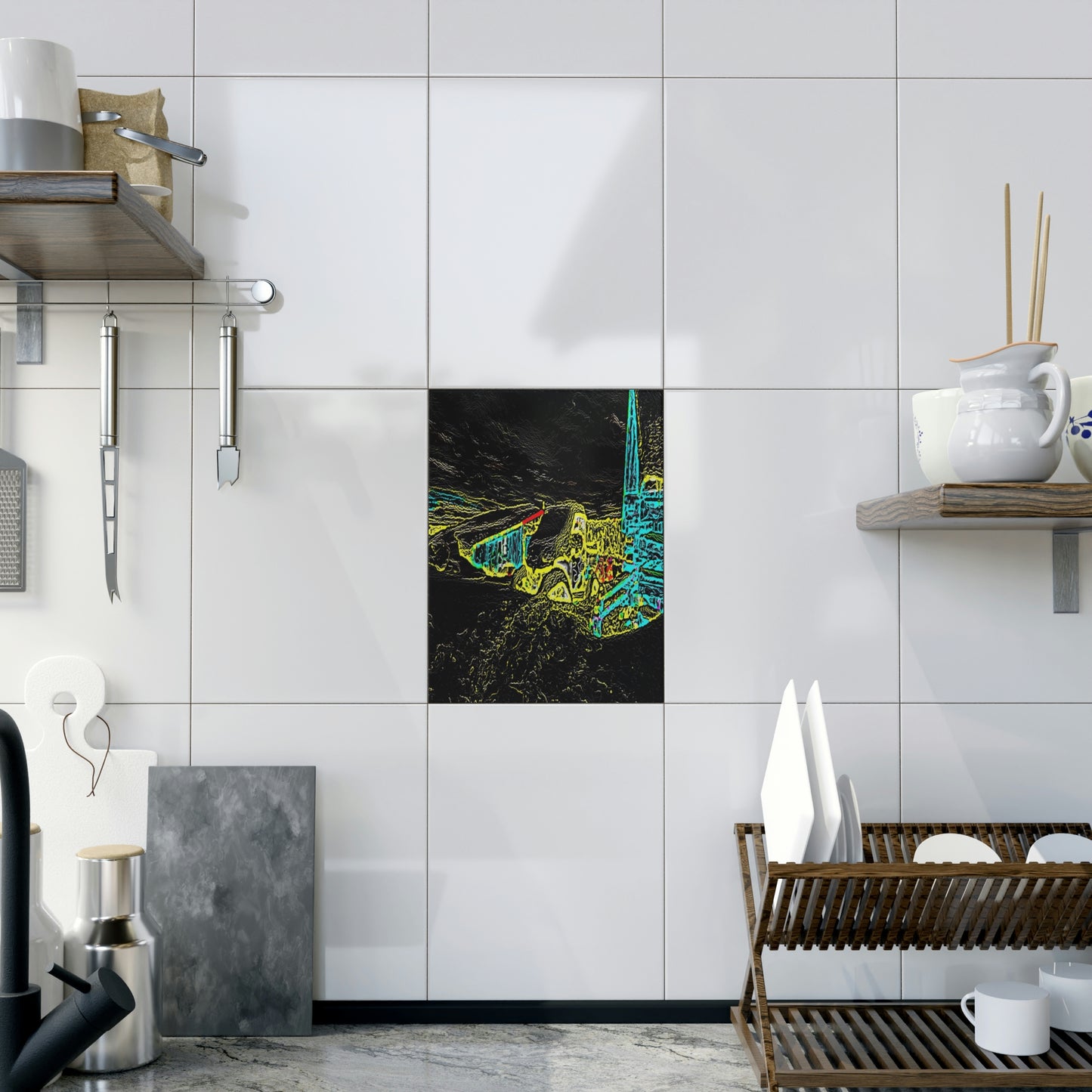 Ceramic Photo Tile ... "Snow Vehicle In Snow Storm At-Rest" ... Circa 12Mar23 ... Central Idaho ... 18-Hours Rendering Time: Original Works ...