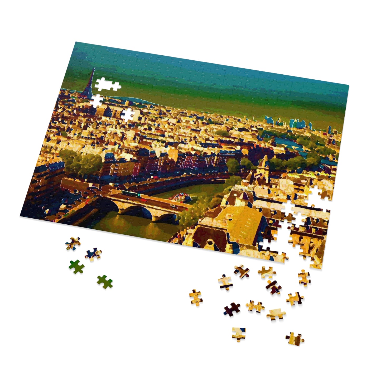 Jigsaw Puzzle (30, 110, 252, 500,1000-Piece) ... Au Paris ... "Along The River Seine" ... Barbara Joan Bonnell-Holt: 1972 ... Original Works ...