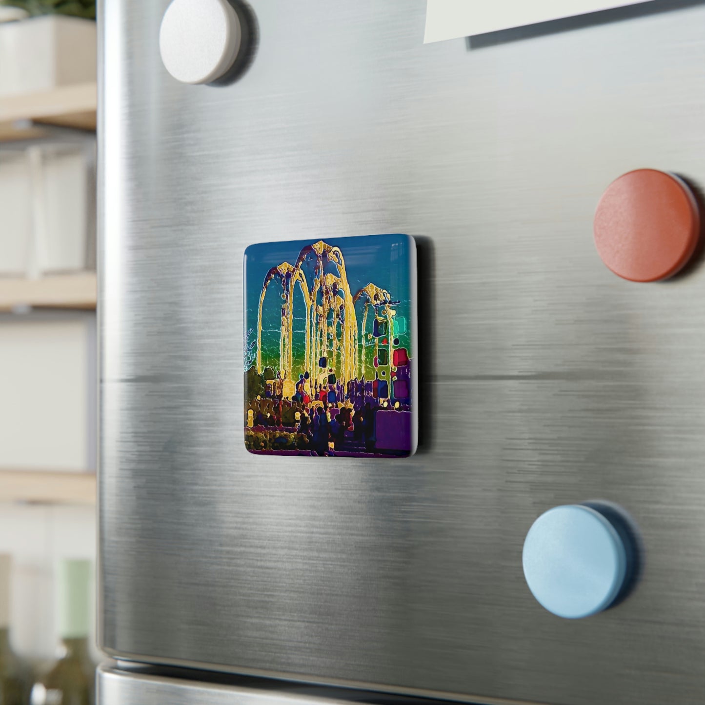 Porcelain Magnet, Square ... "Arches 'Like-No-Other' ... " Seattle World's Fair: 1962. A Family Original ...