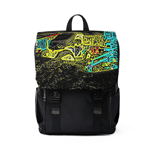 Unisex Casual Shoulder Backpack ...  "Snow Vehicle In Snow Storm At-Rest" ... Circa 12Mar23 ... Central Idaho ... 18-Hours Rendering Time: Original Works ...