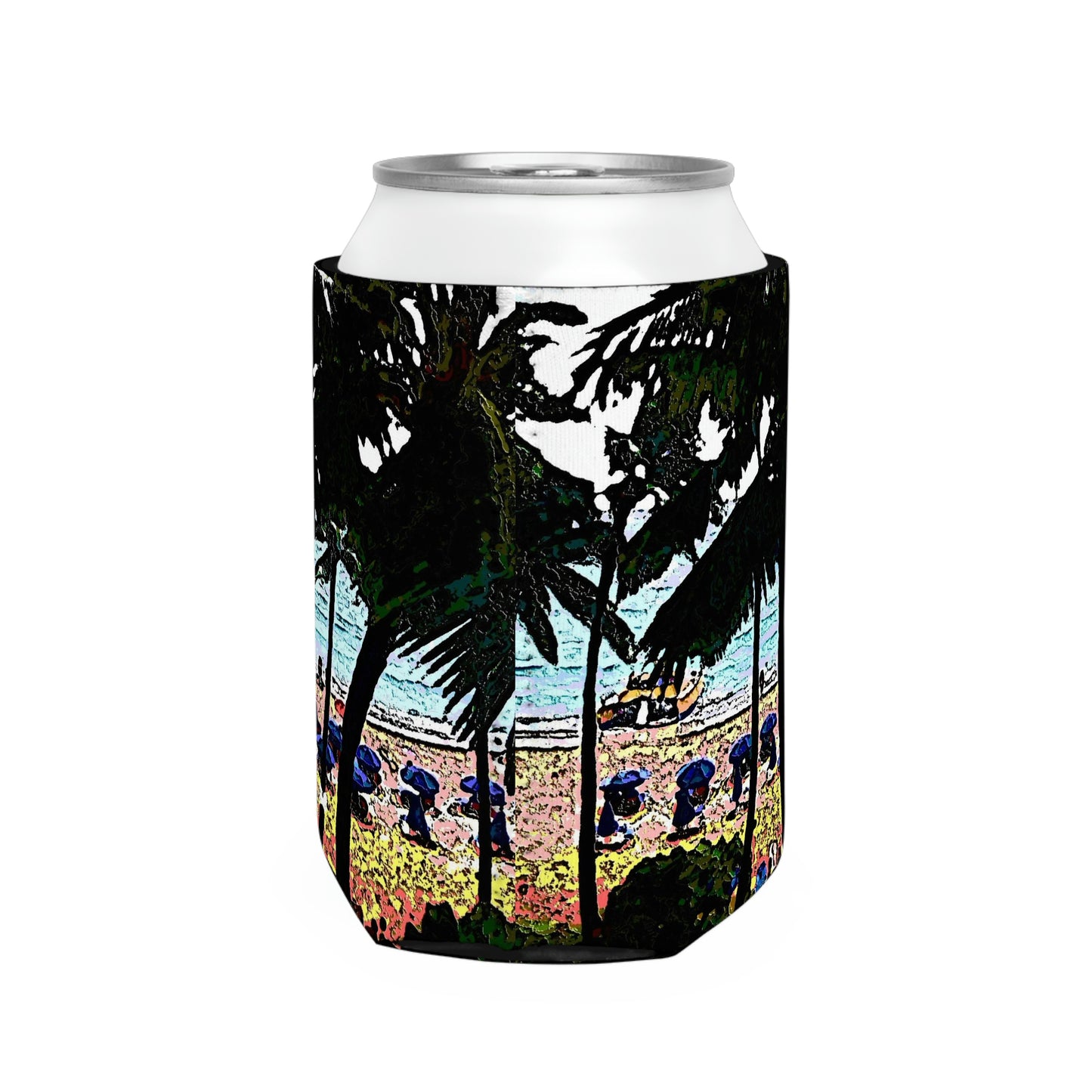 Can Cooler Sleeve ... "A Beautiful Beach Amongst The Palms" ... The Outrigger Waikiki, Honolulu, Oahu ... Original Works ...