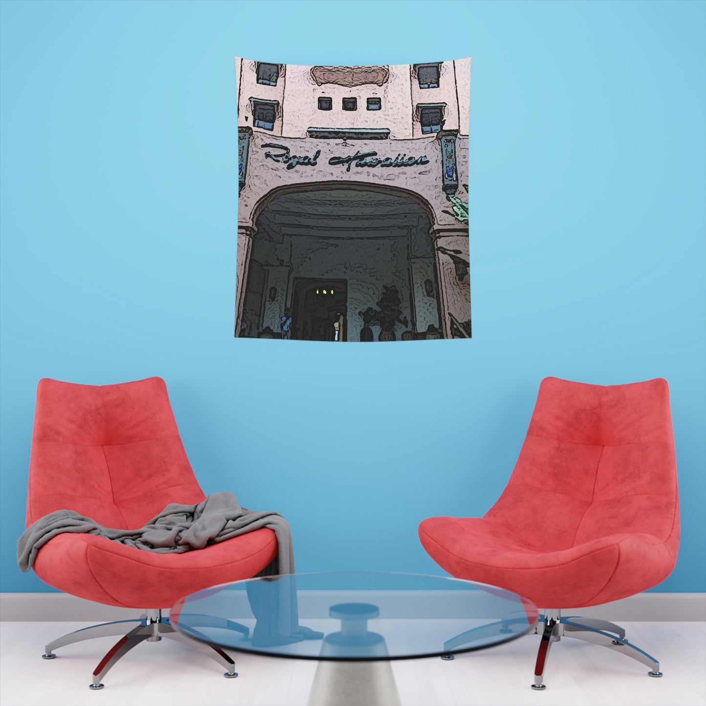 Printed Wall Tapestry ...  "La Grande Entree" At: 'The Pink Palace' ... The Royal Hawai'ian ... Honolulu, HI ... '27Oct2014' ... Original Works ...