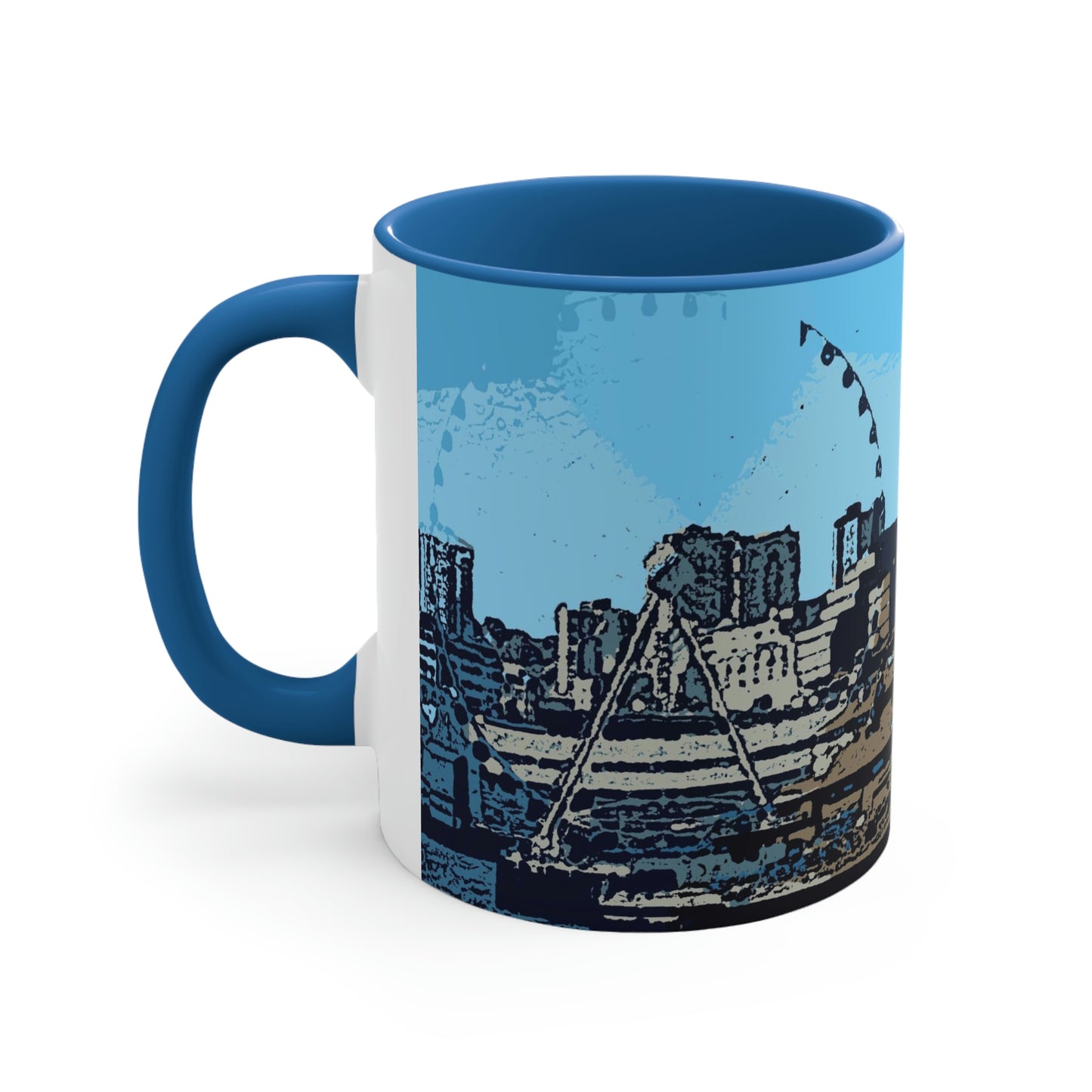 Accent Coffee Mug, 11oz ... That Classic Wheel ... 'Seattle's Wheel' ... & An Old Classic Waterside Vendors ...  'Family Archives' ... Original Works ...