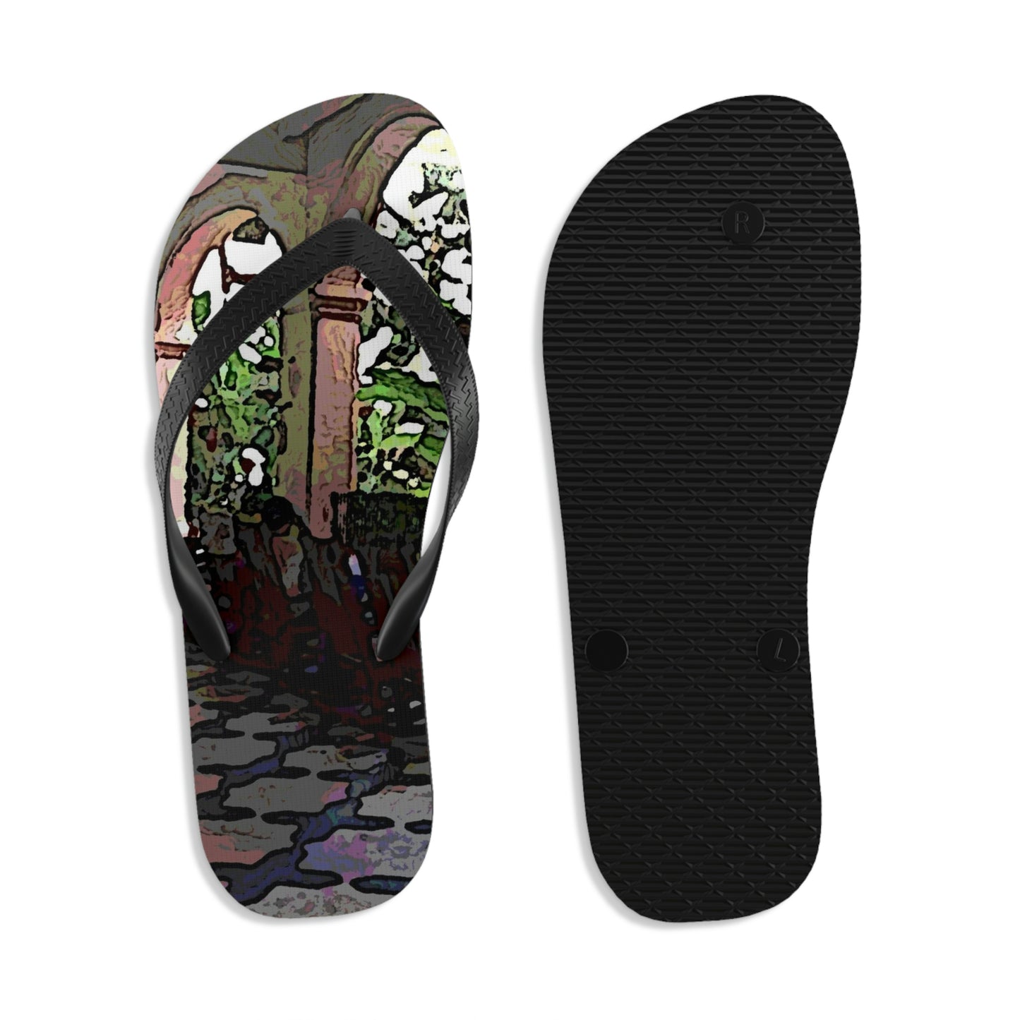 Unisex Flip-Flops ... Lanai & Rocking Chairs At: 'The Pink Palace' ... The Royal Hawai'ian ... Honolulu, HI ... '27Oct2014' ... Original Works ...