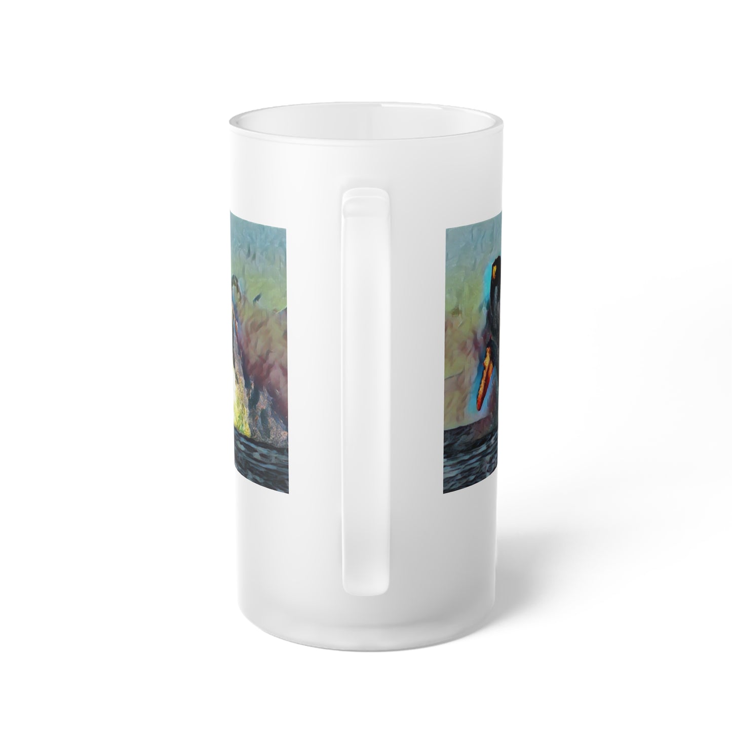 Frosted Glass Beer Mug ... An Extraordinary Humpback Breach ... 'With Explosive Energy' ... Family Archives (KPH) ... Circa: 21st Century. Maui, HI ... Original Works ...
