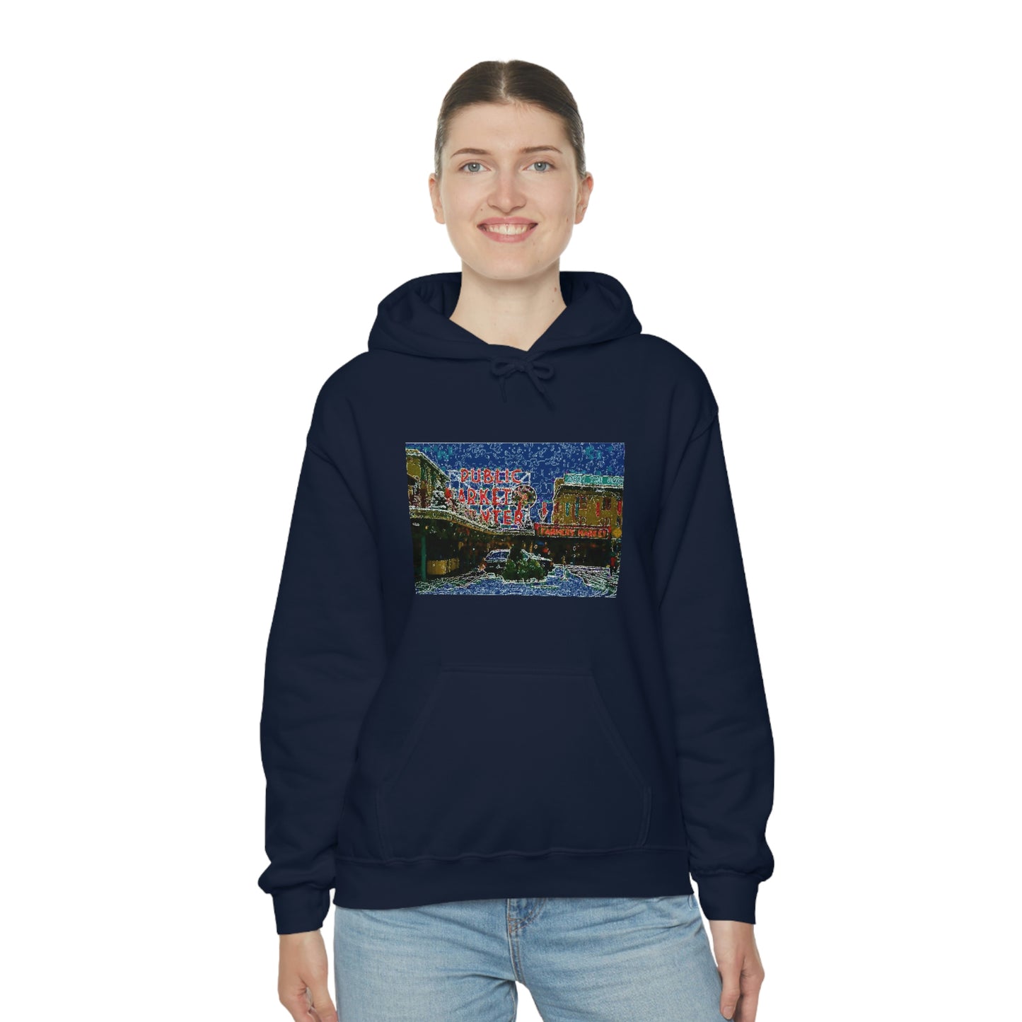 Unisex Heavy Blend™ Hooded Sweatshirt ... Pike Place Market: 'The Public Market', Seattle, Washington. Circa Fall 2013 ...