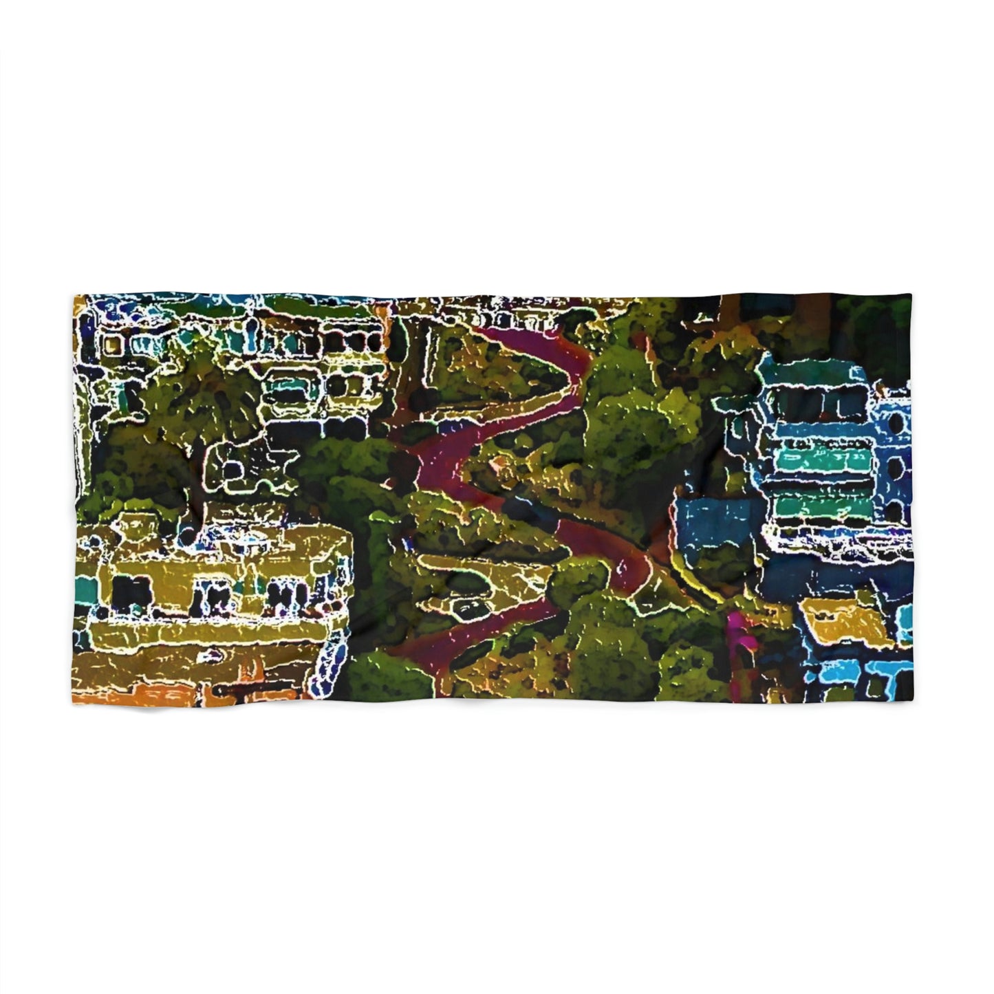 Beach Towel ... A Crazy Street ... 'Eight Winding Curve-Switchbacks' ... "Lombard Street, San Francisco, CA' ... Family Archives: 1970's ... Original Works ...