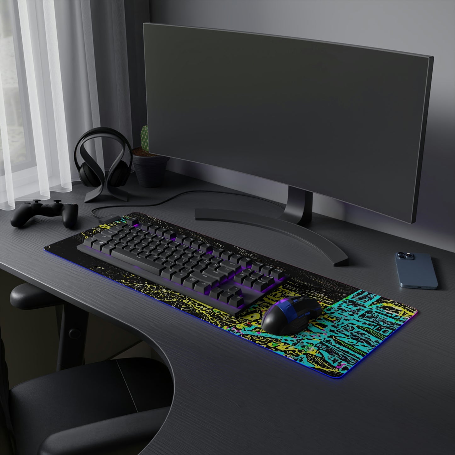 LED Gaming Mouse Pad ... "Snow Vehicle In Snow Storm At-Rest" ... Circa 12Mar23 ... Central Idaho ... 18-Hours Rendering Time: Original Works ...