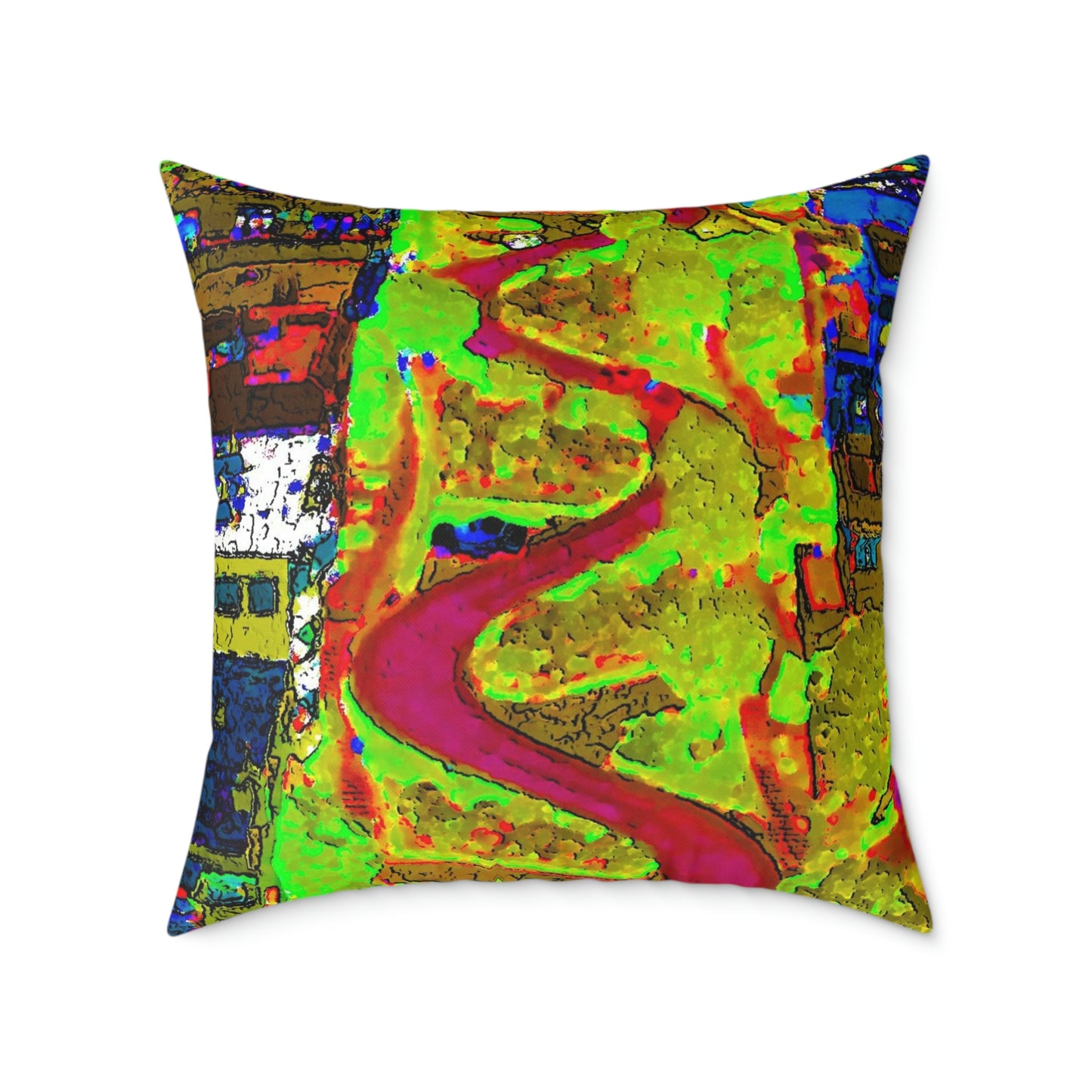 Spun Polyester Pillow ... A Crazy Street ... 'Eight Winding Curve-Switchbacks' ... "Lombard Street, San Francisco, CA' ... Family Archives: 1970's ... Original Works ...