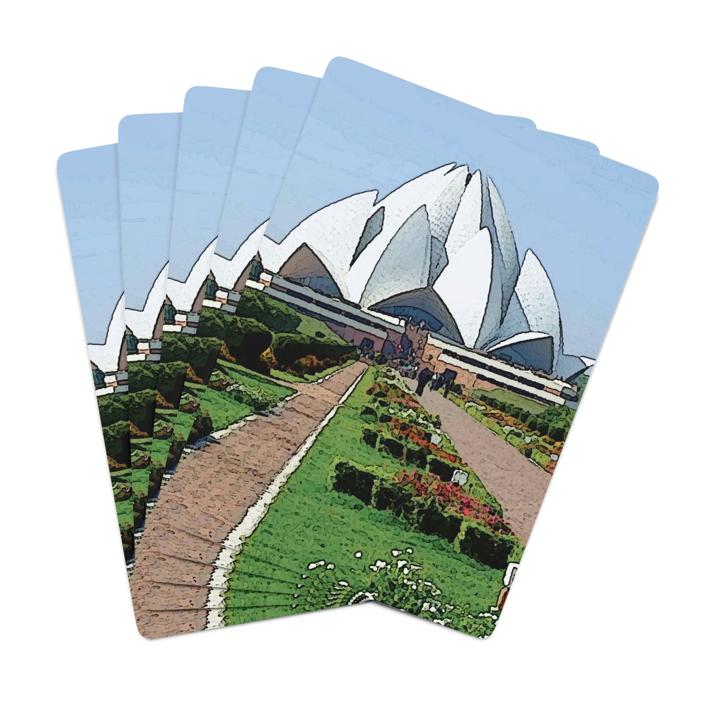 Custom Poker Cards ... 'Bahai'i House-Of-Worship' ... "Lotus Temple: Delhi, India, 2008" ... Original Works ...