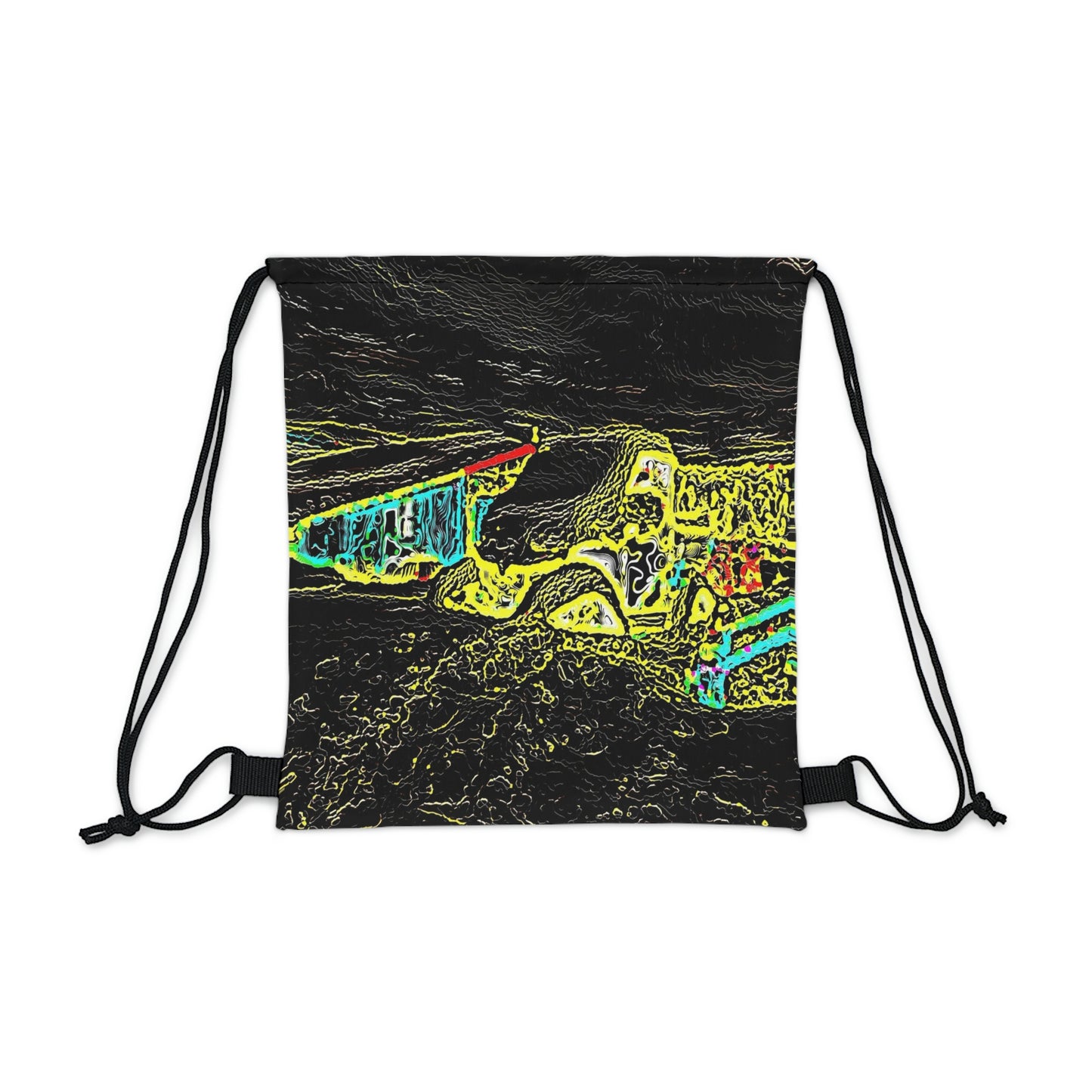Outdoor Drawstring Bag ...  "Snow Vehicle In Snow Storm At-Rest" ... Circa 12Mar23 ... Central Idaho ... 18-Hours Rendering Time: Original Works ...
