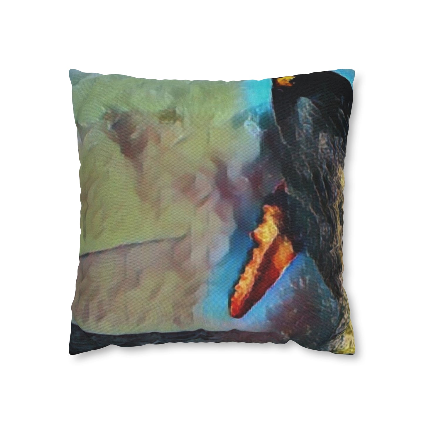 Spun Polyester Square Pillow Case ... An Extraordinary Humpback Breach ... 'With Explosive Energy' ... Family Archives (KPH) ... Circa: 21st Century. Maui, HI ... Original Works ...