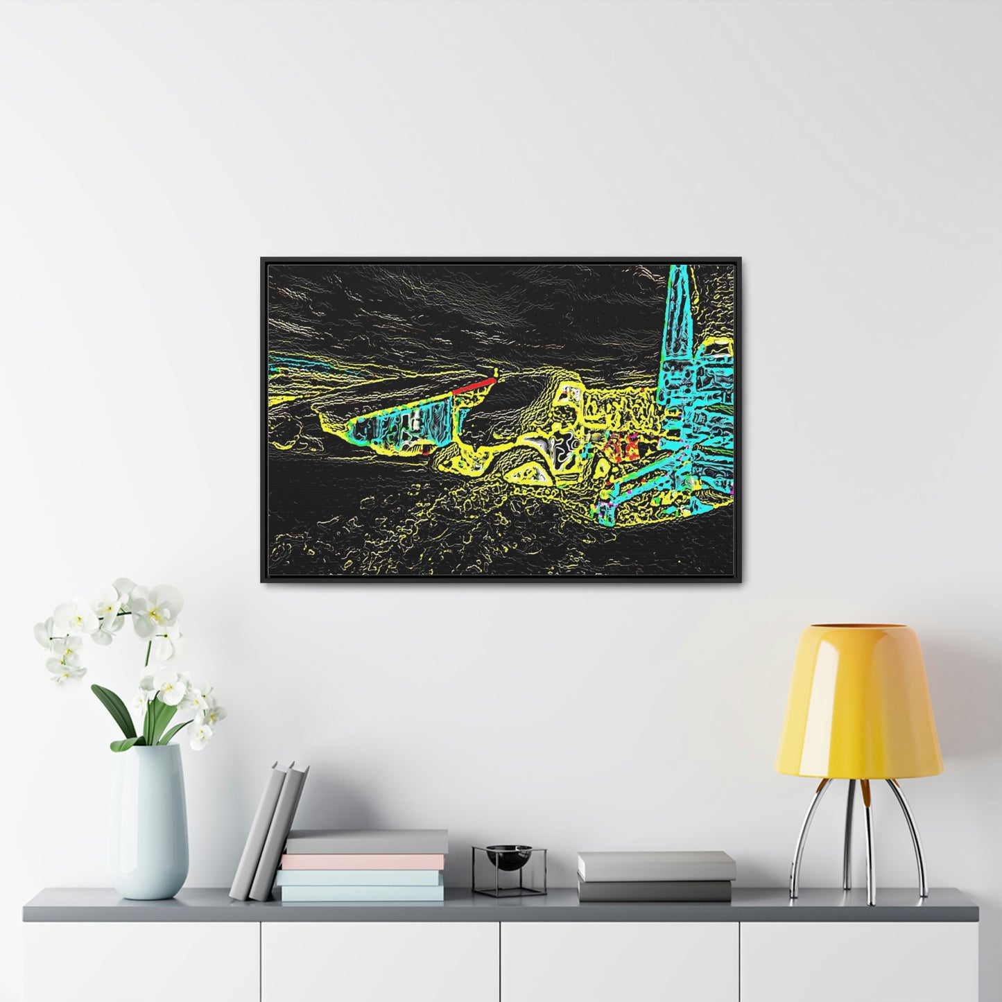Gallery Canvas Wraps, Horizontal Frame ... "Snow Vehicle In Snow Storm At-Rest" ... Circa 12Mar23 ... Central Idaho ... 18-Hours Rendering Time: Original Works ...