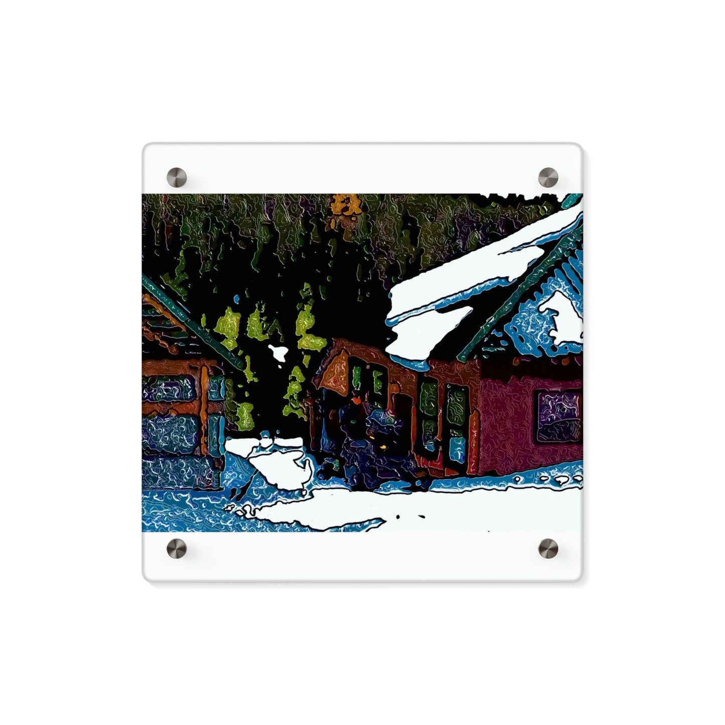 Acrylic Wall Art Panels ... "A Rider Passeth-Through-It" ... Colors Galore & A Bit Of Impressionism ... Original Works. Winter 2021. Central Idaho. Rendering Time: 12 Hours ...