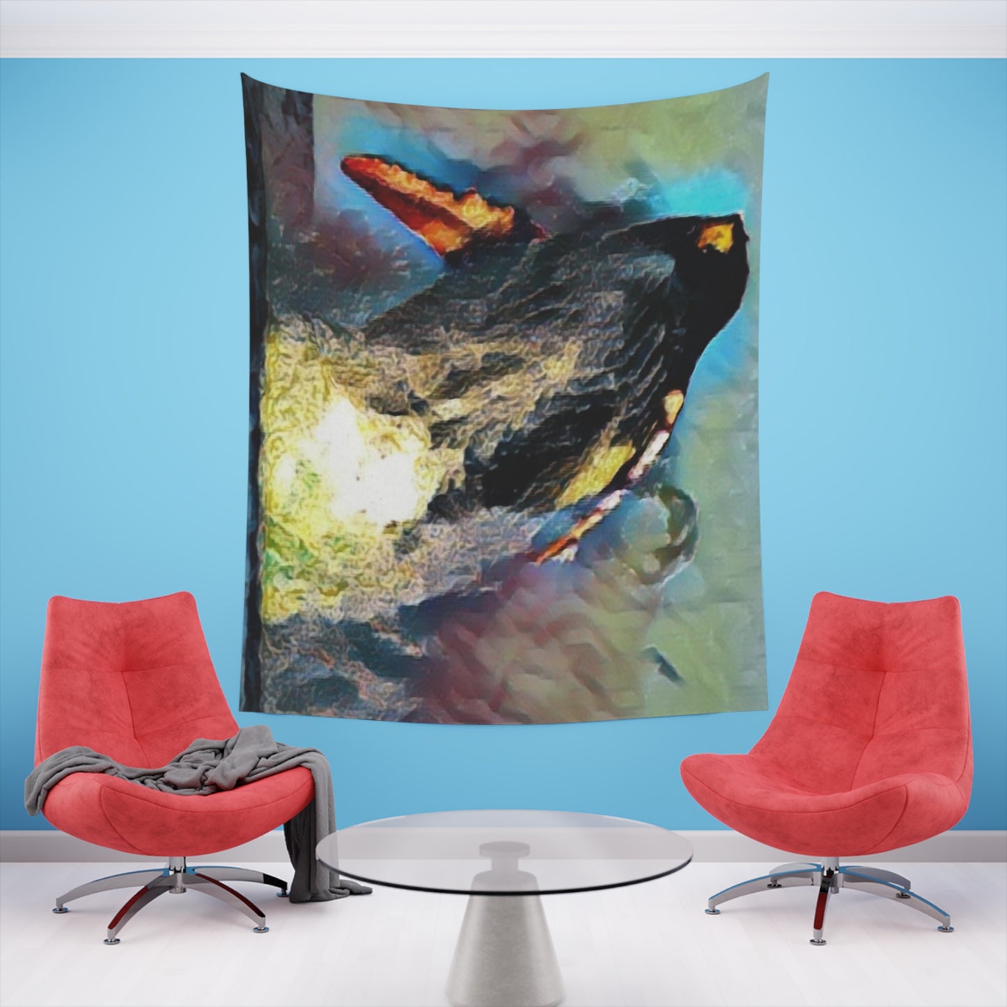 Printed Wall Tapestry ... An Extraordinary Humpback Breach ... 'With Explosive Energy' ... Family Archives (KPH) ... Circa: 21st Century. Maui, HI ... Original Works ...