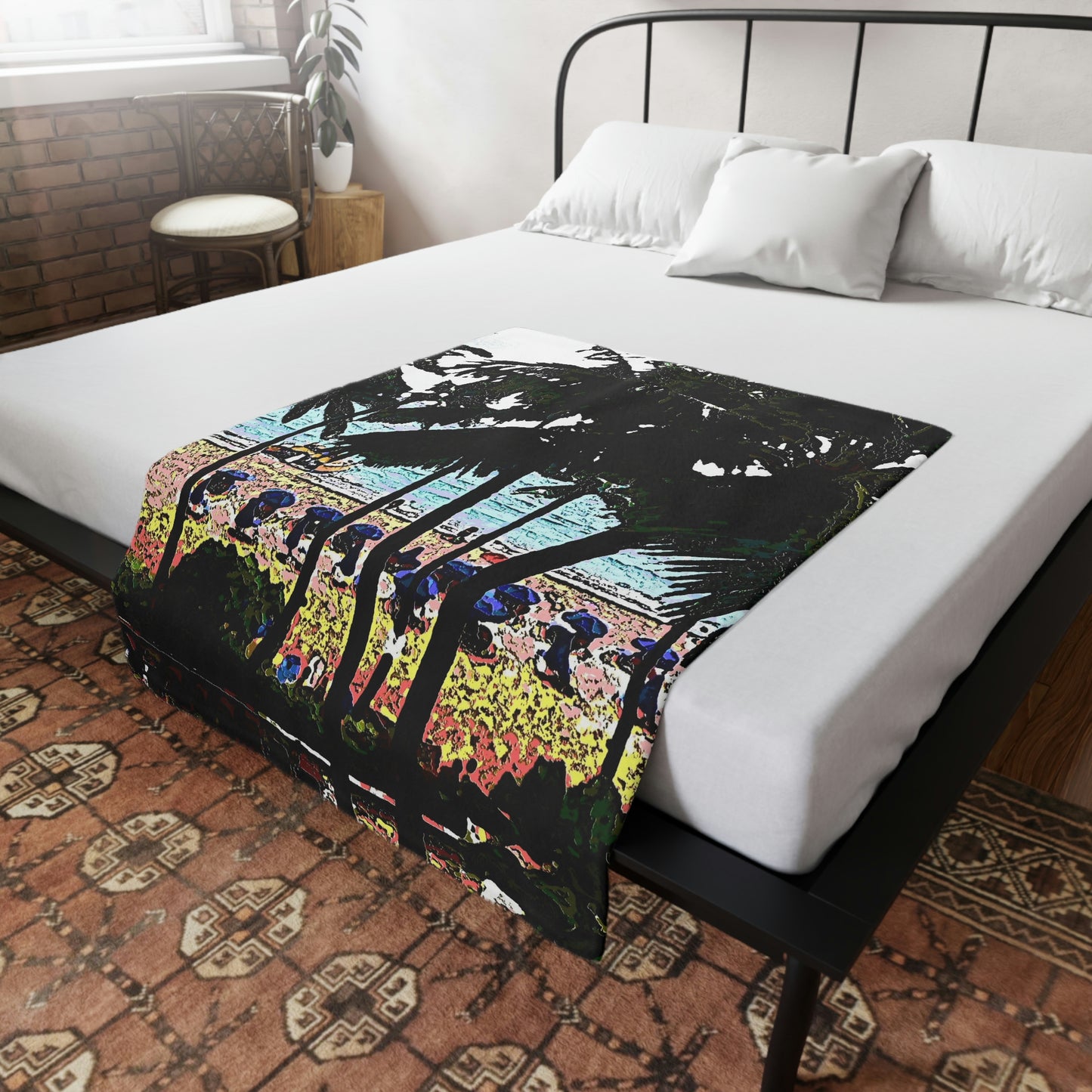 Plush Fleece Blanket ... "A Beautiful Beach Amongst The Palms" ... The Outrigger Waikiki, Honolulu, Oahu ... Original Works ...