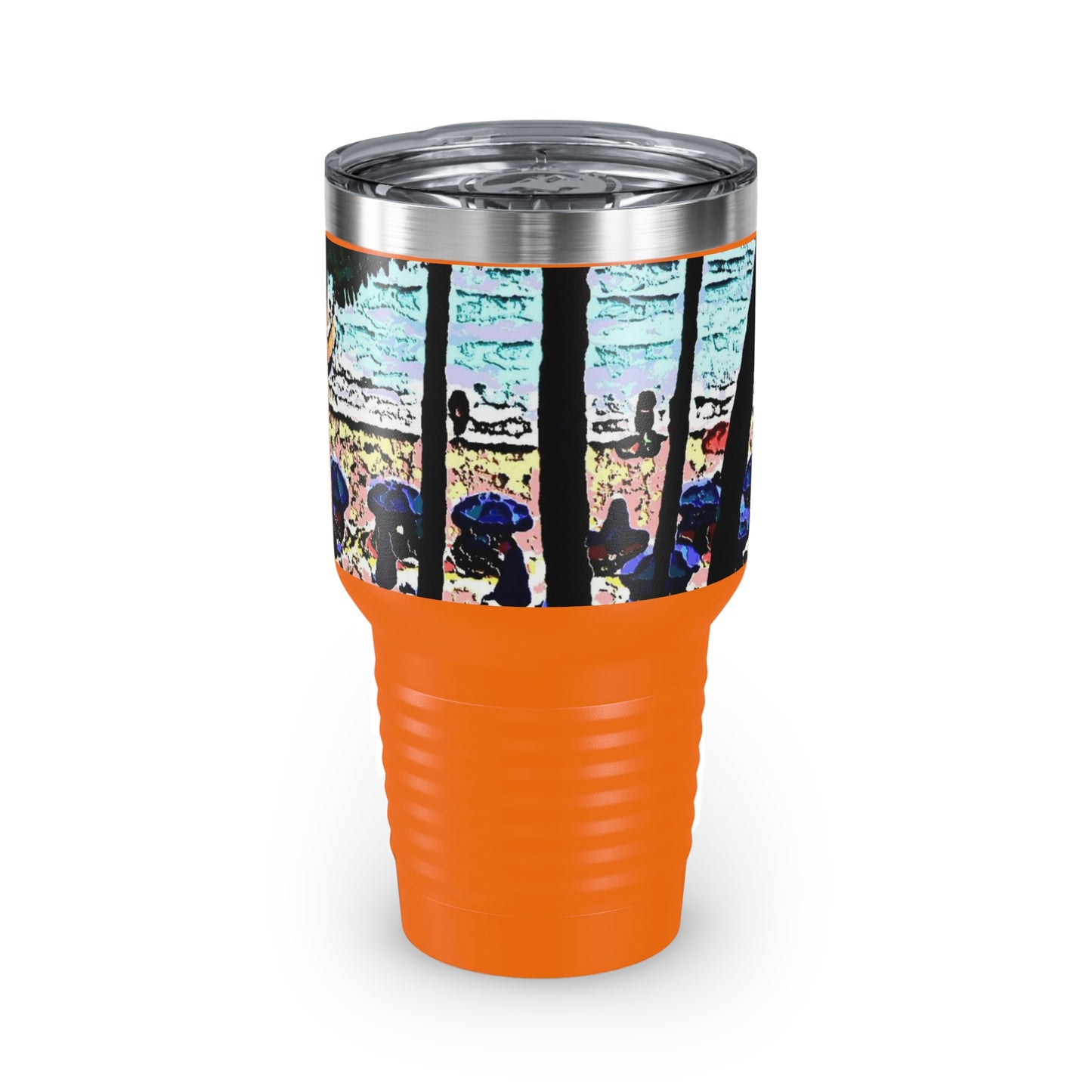 Ringneck Tumbler, 30oz ... "A Beautiful Beach Amongst The Palms" ... The Outrigger Waikiki, Honolulu, Oahu ... Original Works ...