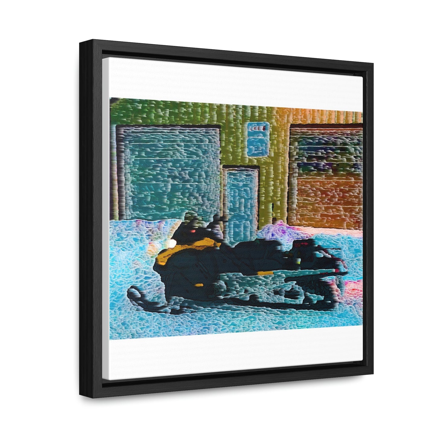 Gallery Canvas Wraps, Square Frame ... Snowmobile & Impressionalism ... 'Collecting Mail & Packages' .... Dixie, Idaho, USA ... Original Works: 10 Hours Rendering Time ...
