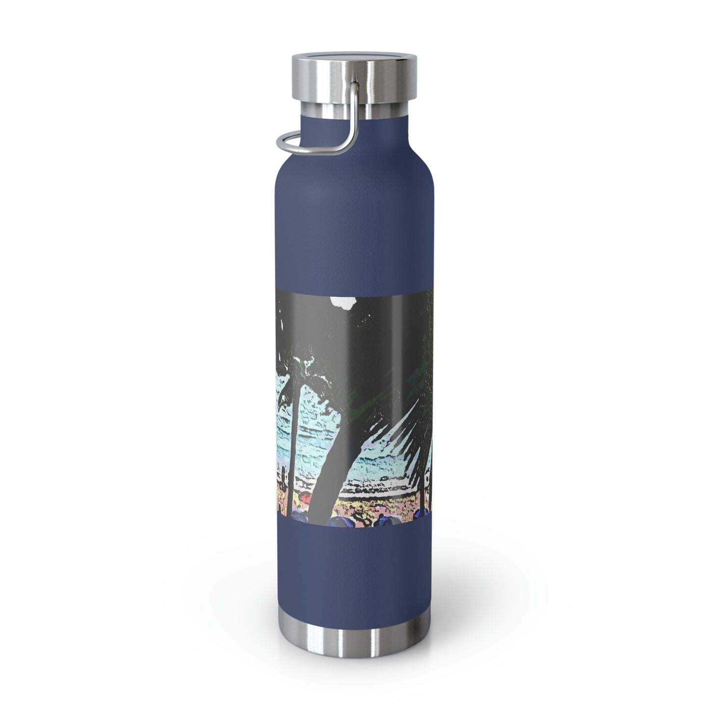 Copper Vacuum Insulated Bottle, 22oz ... "A Beautiful Beach Amongst The Palms" ... The Outrigger Waikiki, Honolulu, Oahu ... Original Works ...