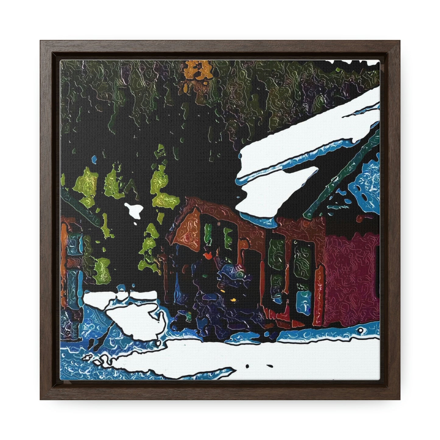 Gallery Canvas Wraps, Square Frame ... "A Rider Passeth-Through-It" ... Colors Galore & A Bit Of Impressionism ... Original Works. Winter 2021. Central Idaho. Rendering Time: 12 Hours ...
