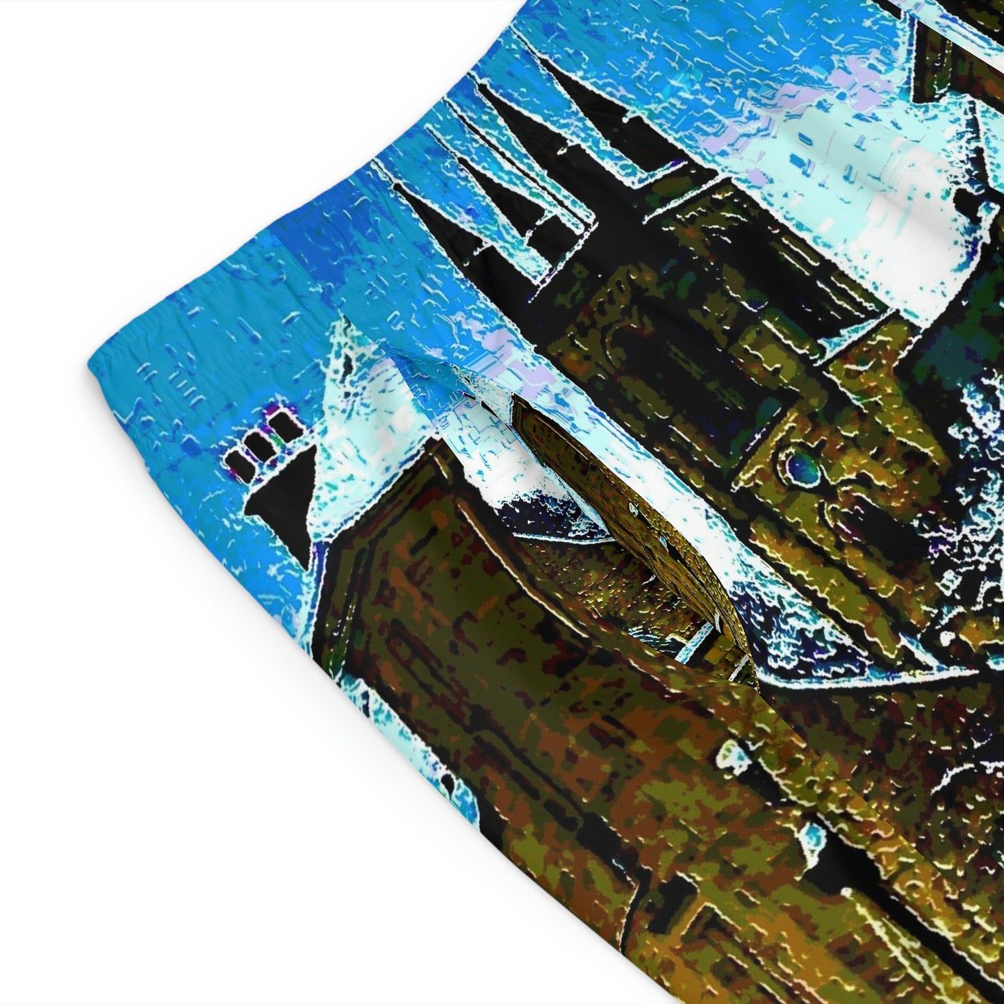 Men's Board Shorts (AOP) ... Walikng The Streets & Alleys ... 'Strolling The Canals ... '  ... Original Works  ...