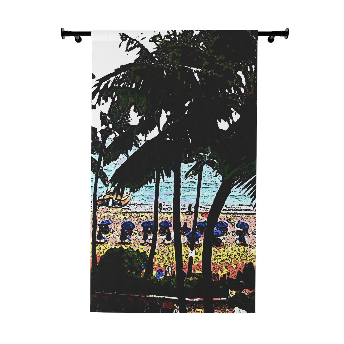 Window Curtains (1 Piece) ... "A Beautiful Beach Amongst The Palms" ... The Outrigger Waikiki, Honolulu, Oahu ... Original Works ...