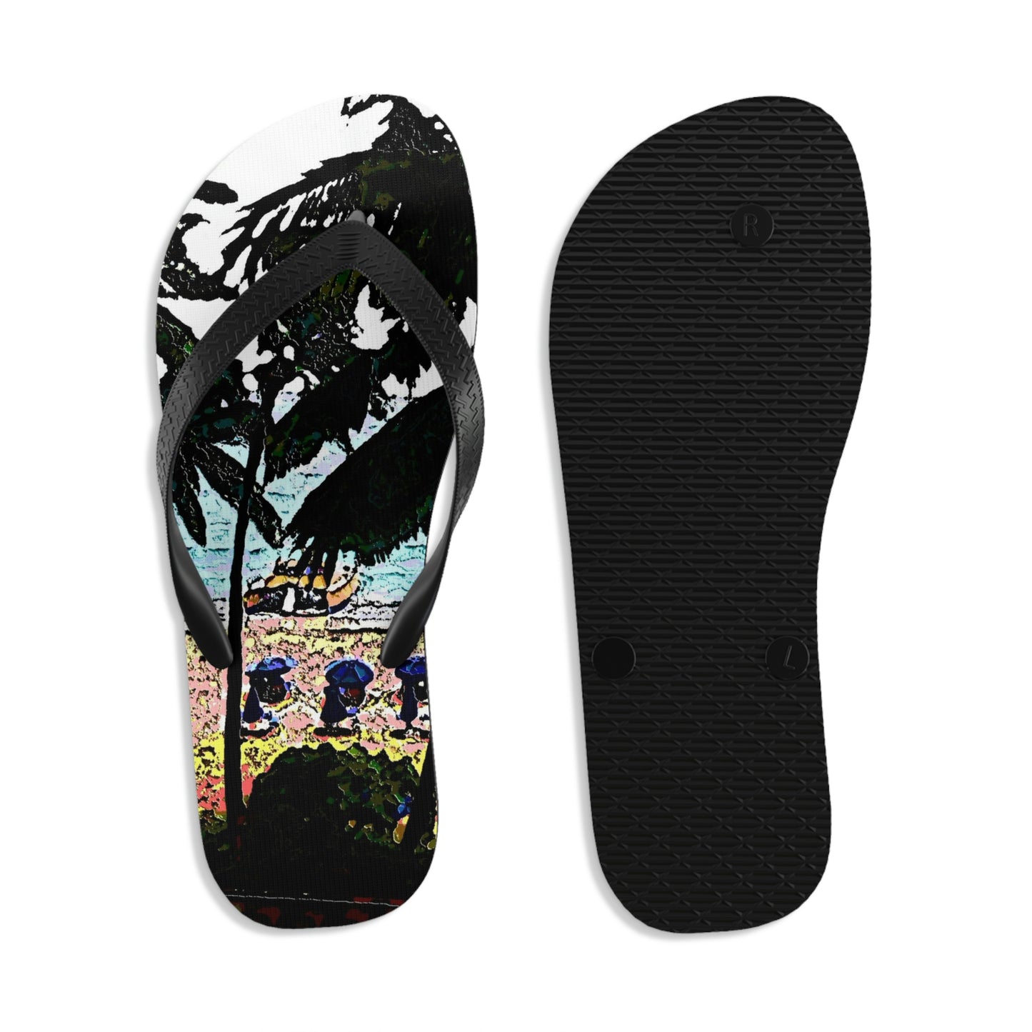 Unisex Flip-Flops ...  "A Beautiful Beach Amongst The Palms" ... The Outrigger Waikiki, Honolulu, Oahu ... Original Works ...