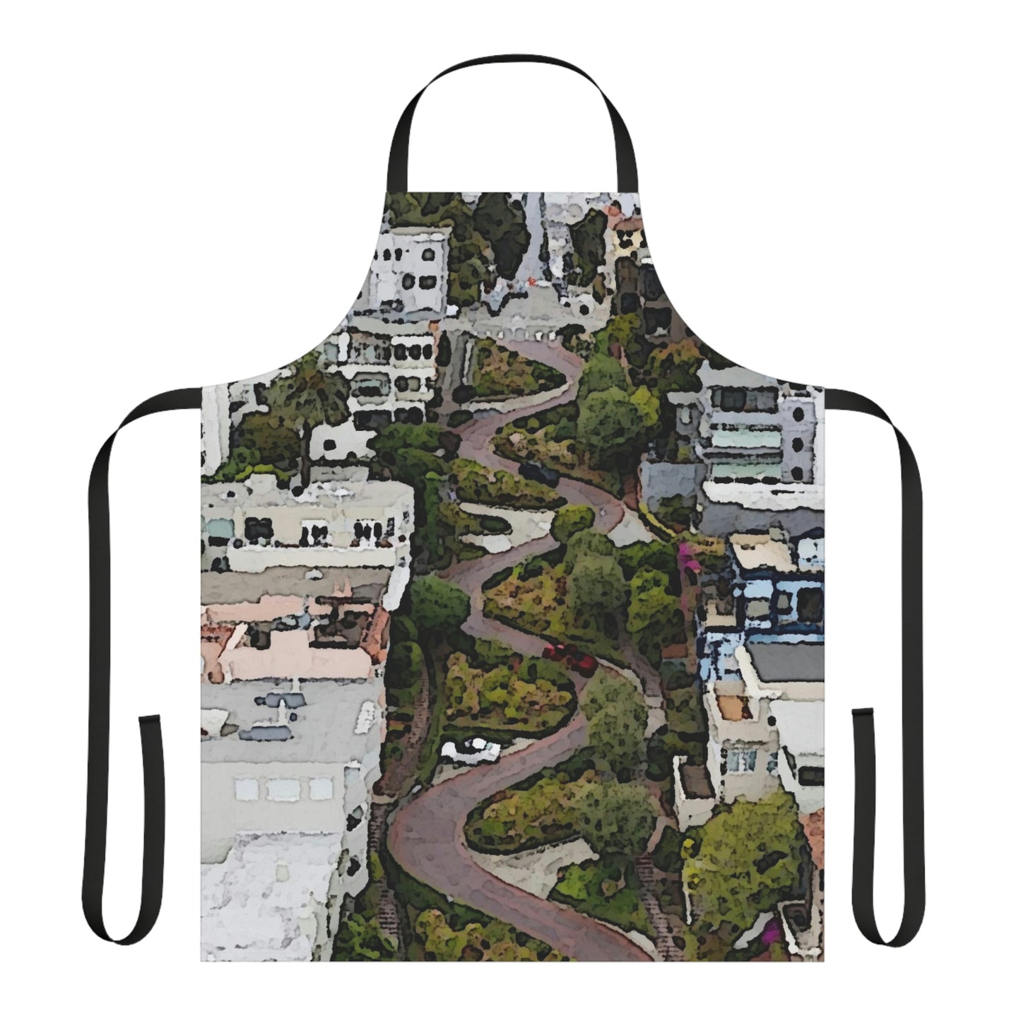 Apron (AOP) ... A Crazy Street ... 'Eight Winding Curve-Switchbacks' ... "Lombard Street, San Francisco, CA' ... Family Archives: 1970's ... Original Works ...