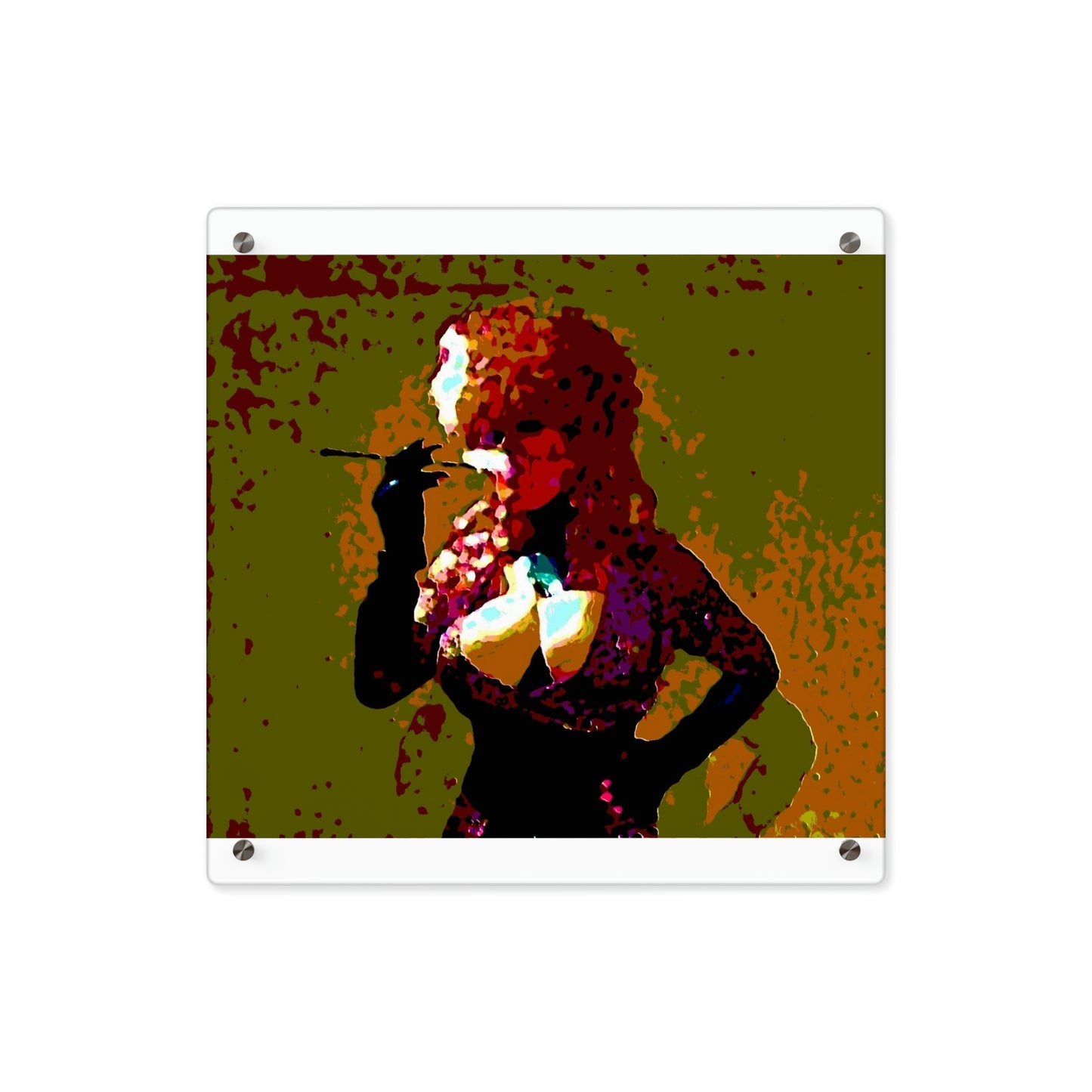 Acrylic Wall Art Panels ...  A Colleague Overseas ... 'Enjoying A Fag' ... Original Works ... "April Fools 2023" ... Hot-Tranny-Smoke ...