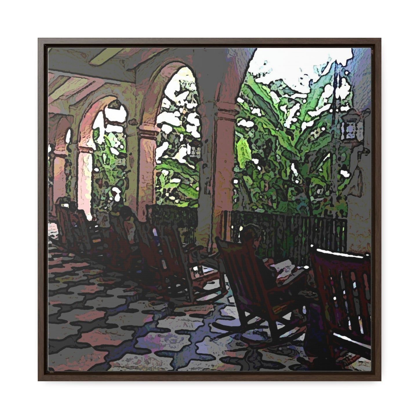 Gallery Canvas Wraps, Square Frame ...  Lanai & Rocking Chairs At: 'The Pink Palace' ... The Royal Hawai'ian ... Honolulu, HI ... '27Oct2014' ... Original Works ...