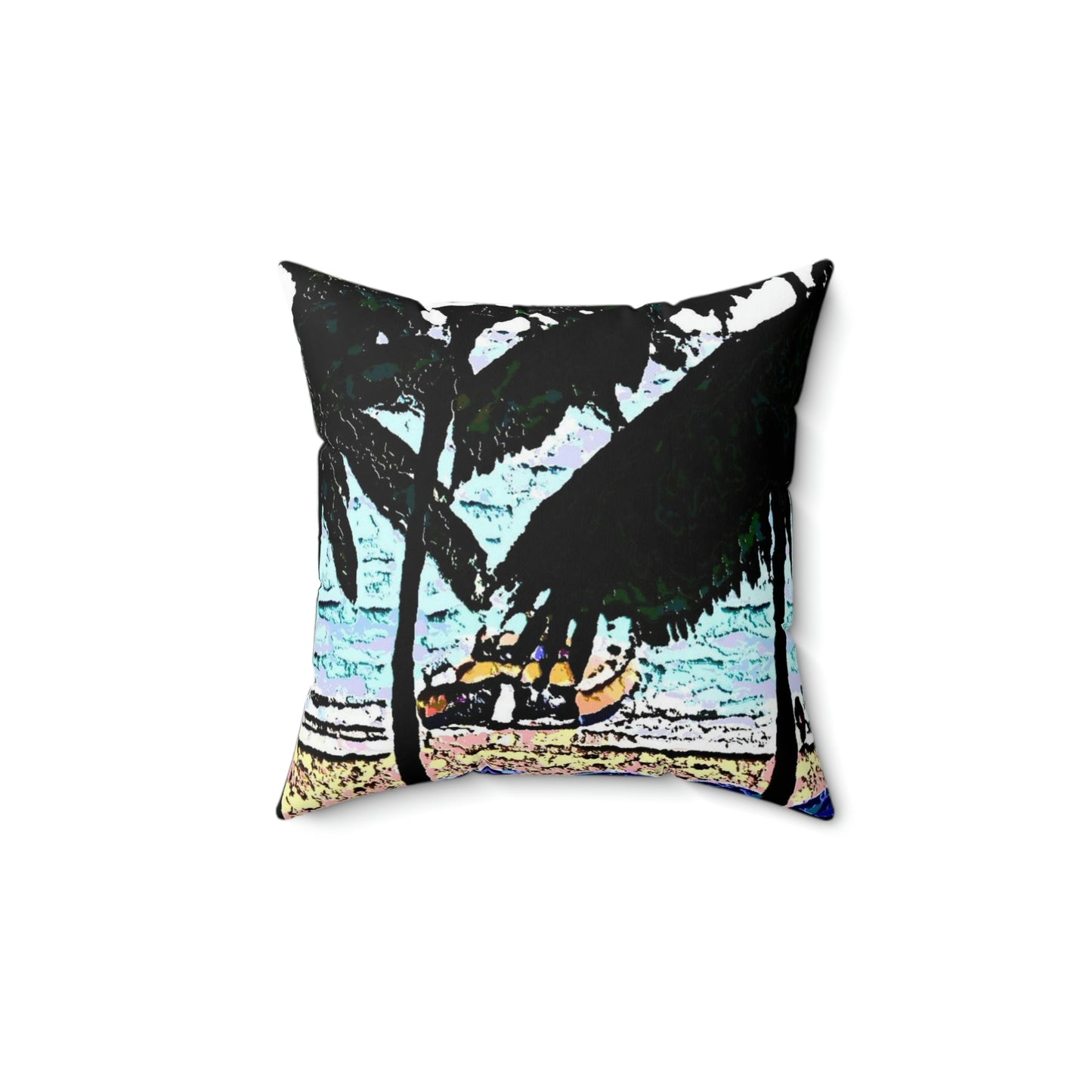 Faux Suede Square Pillow ... "A Beautiful Beach Amongst The Palms" ... The Outrigger Waikiki, Honolulu, Oahu ... Original Works ...